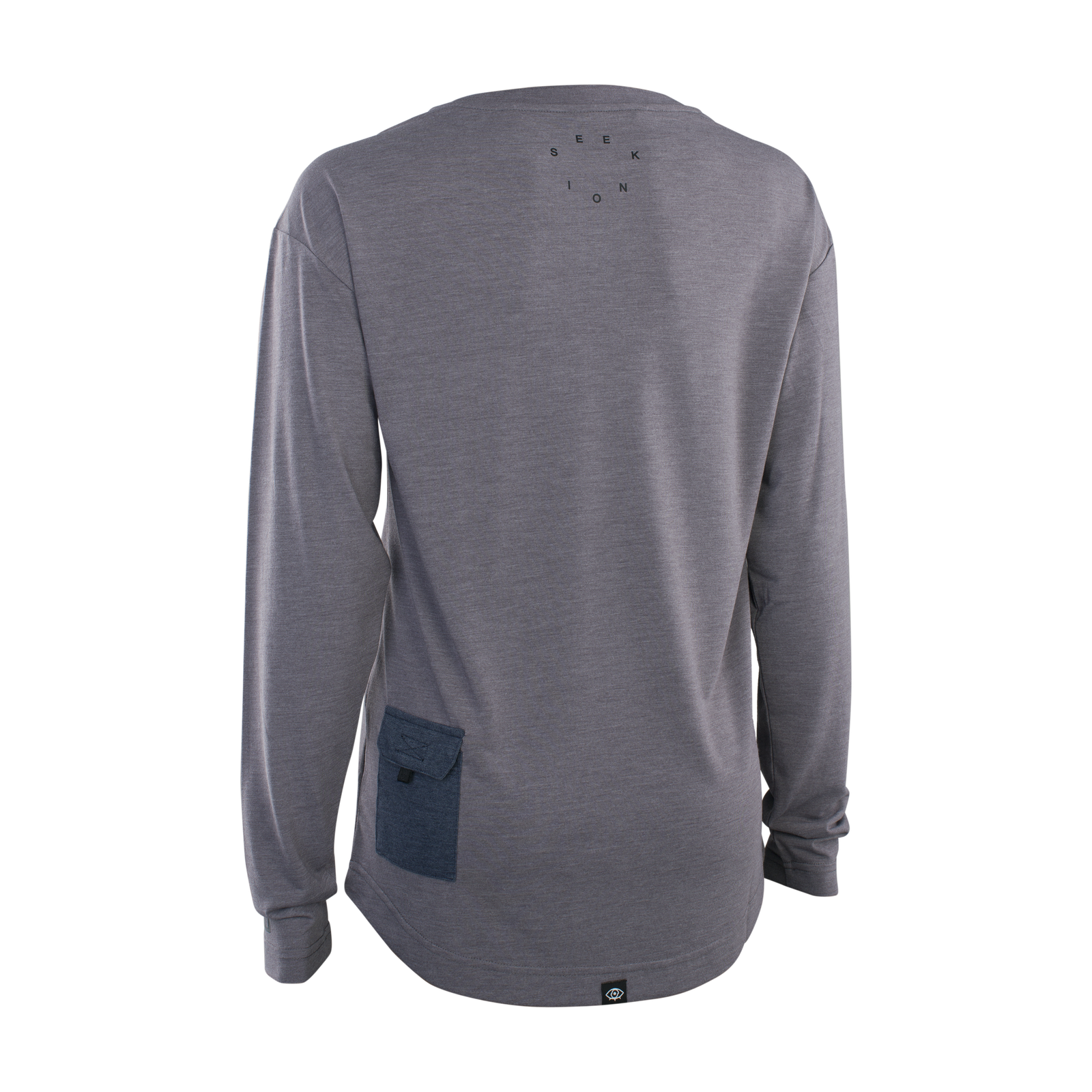 ION Seek Amp Langarm Damen Cycling Jersey in heather grau für Mountainbike – Rückenansicht
