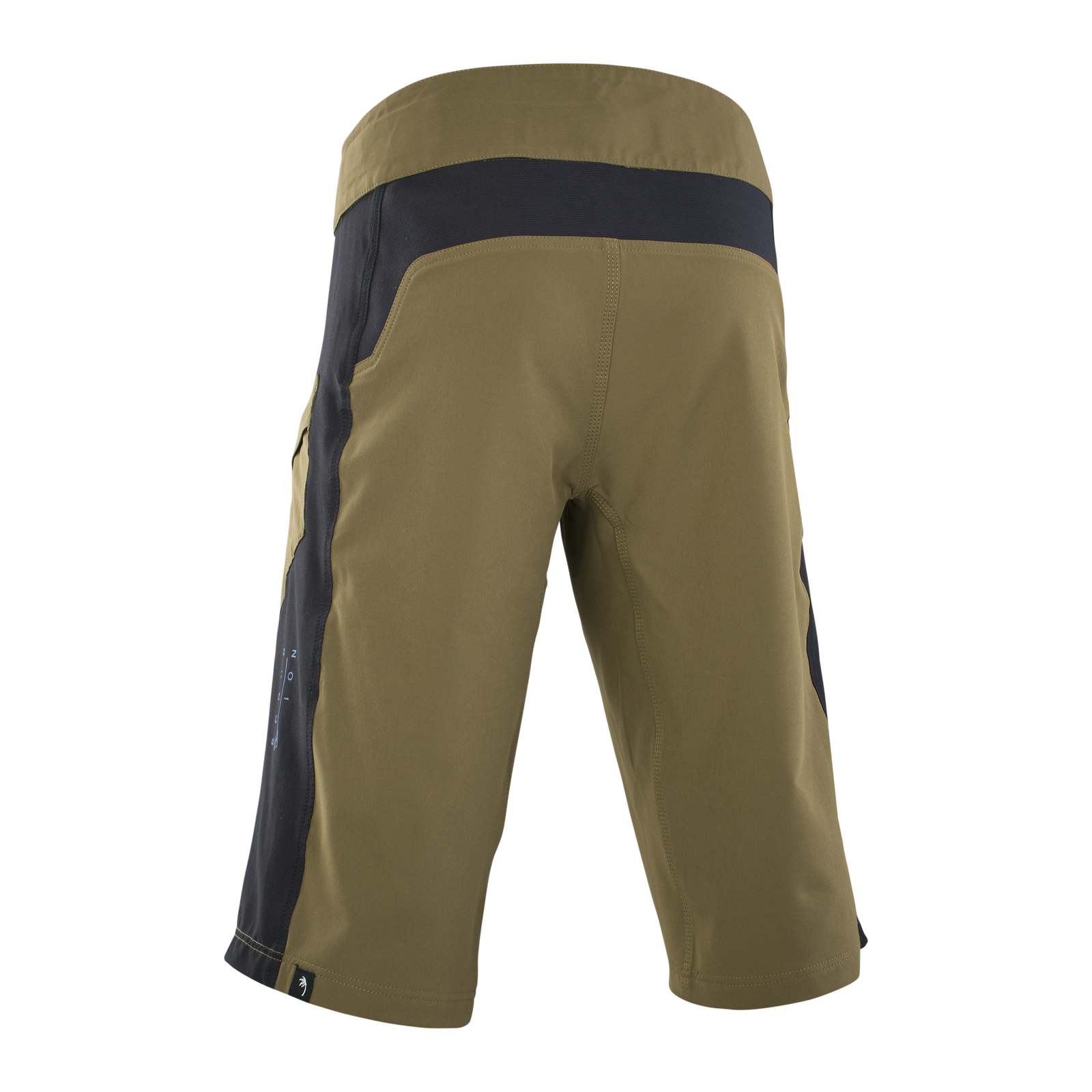 Short de vélo ION Bike Scrub homme en olive et noir pour freeride et descente – vue arrière