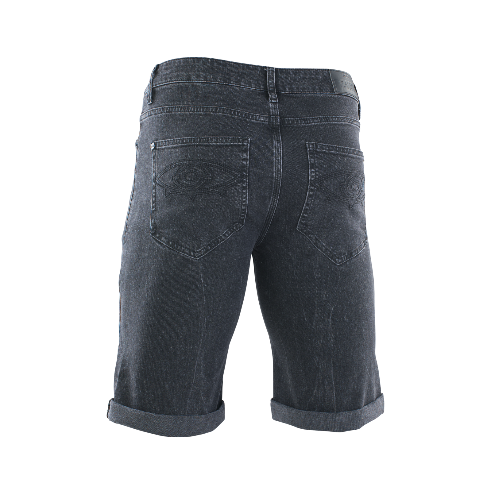 ION Bike Seek unisex cycling shorts in dark charcoal grey stretch denim for urban cycling and mountain biking