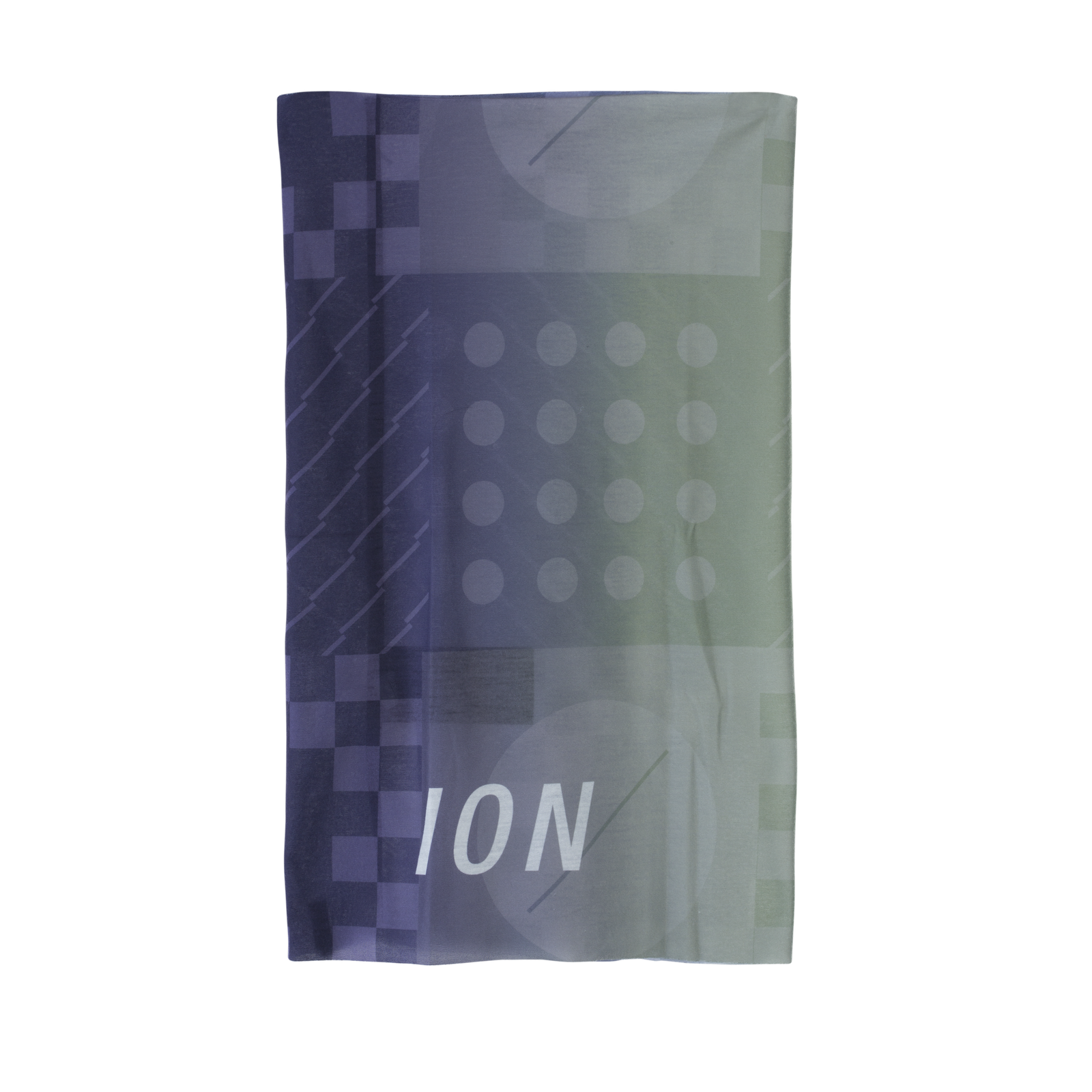 ION Bike Logo neckwarmer onesize in slate blue and sage green with geometric print