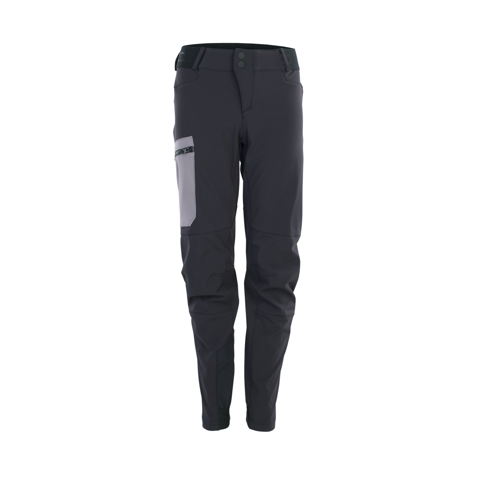 ION Bike Shelter 2L softshell youth cycling pants in dark charcoal and grey for mountain biking