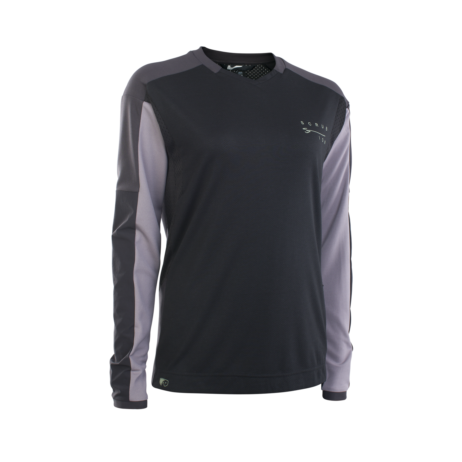 ION Scrub Amp Langarm-Bikejacke Damen in schwarz und grau für Mountainbike Freeride