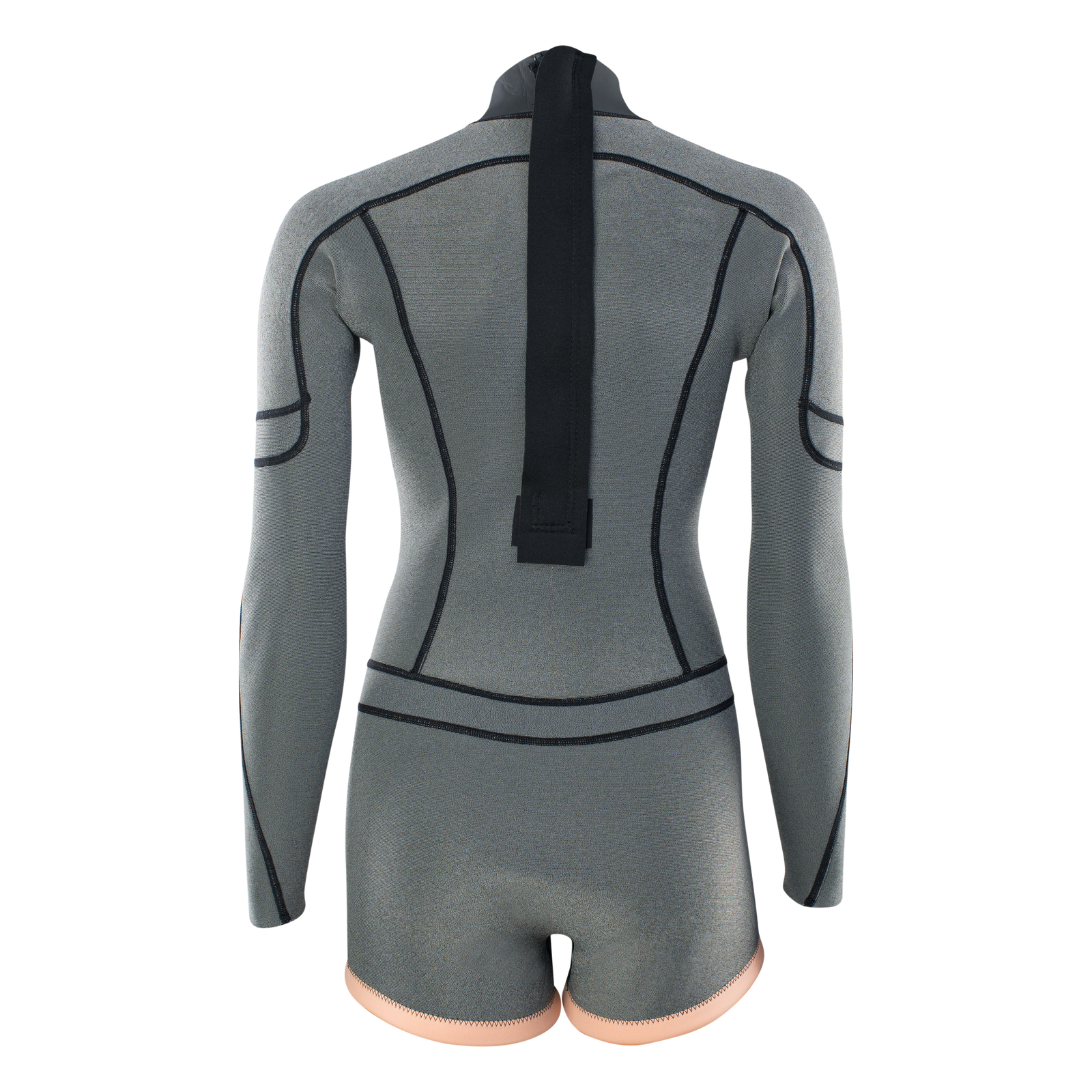 ION Amaze Shorty 2.0 long-sleeve back-zip shorty wetsuit in grey and peach – back view
