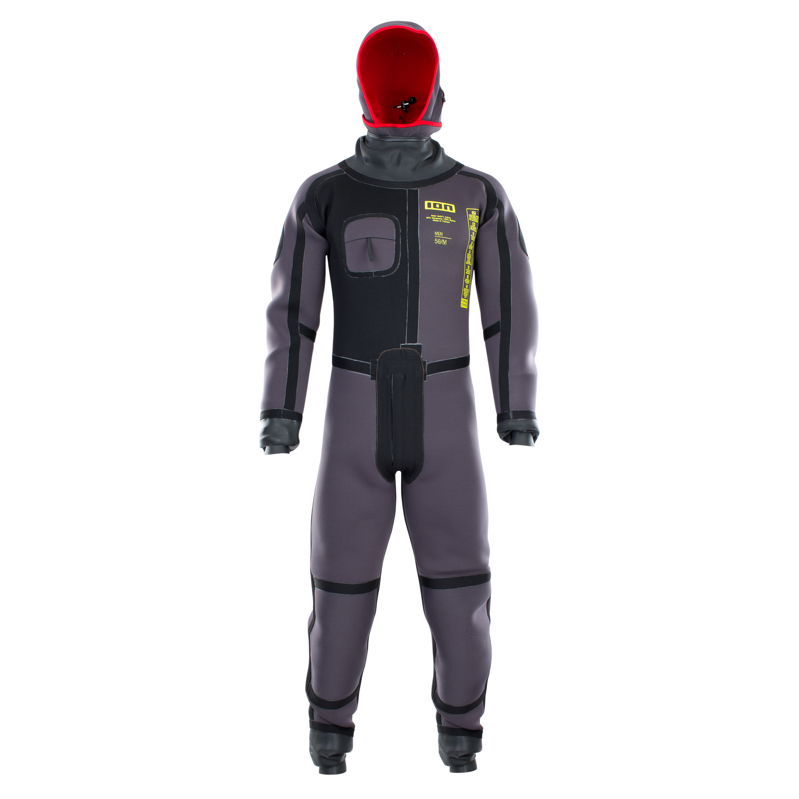 ION Fuse 4/3mm back-zip drysuit unisex in dark grey and black with detachable hood