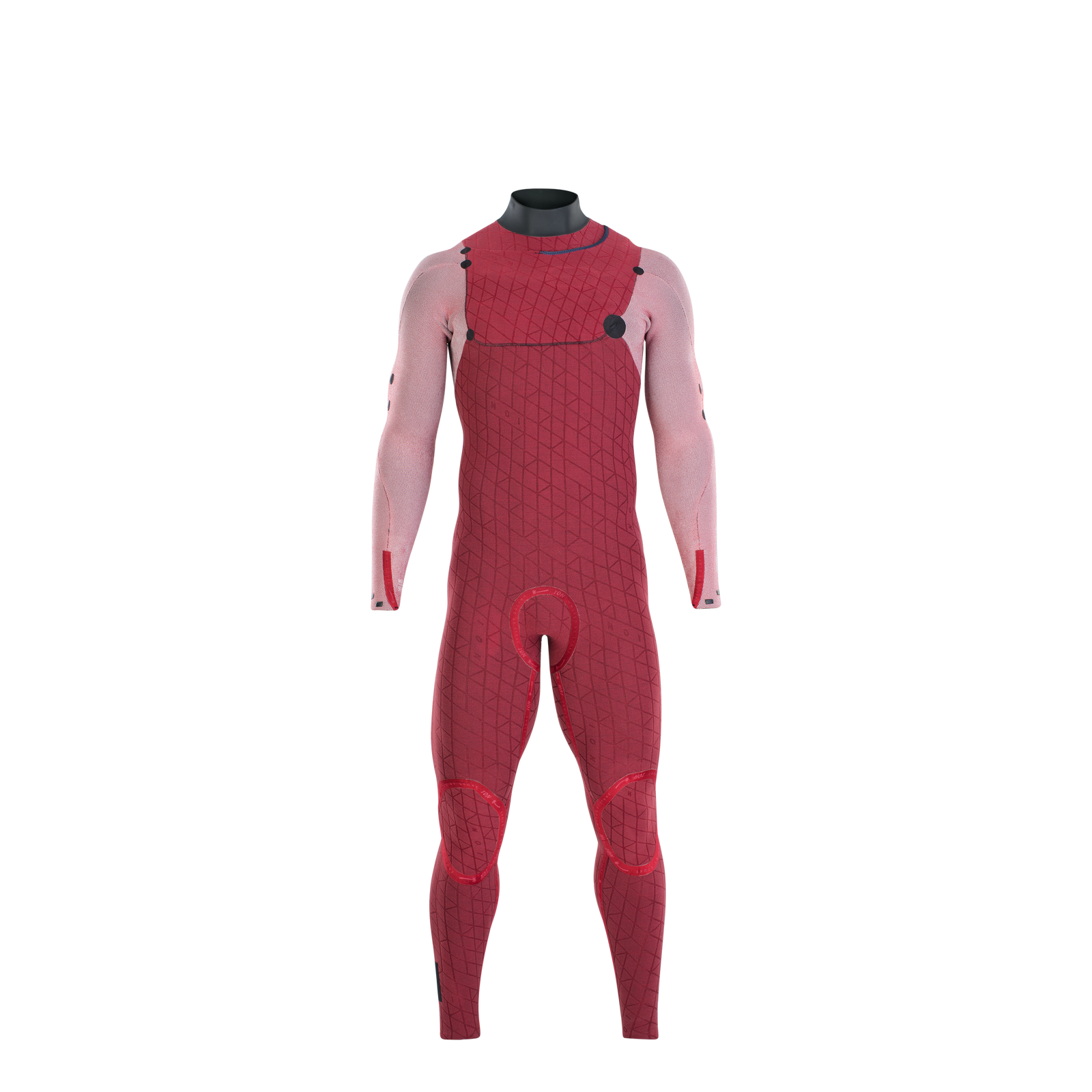 ION Seek Select 4/3mm front-zip fullsuit wetsuit in dark red and blush pink