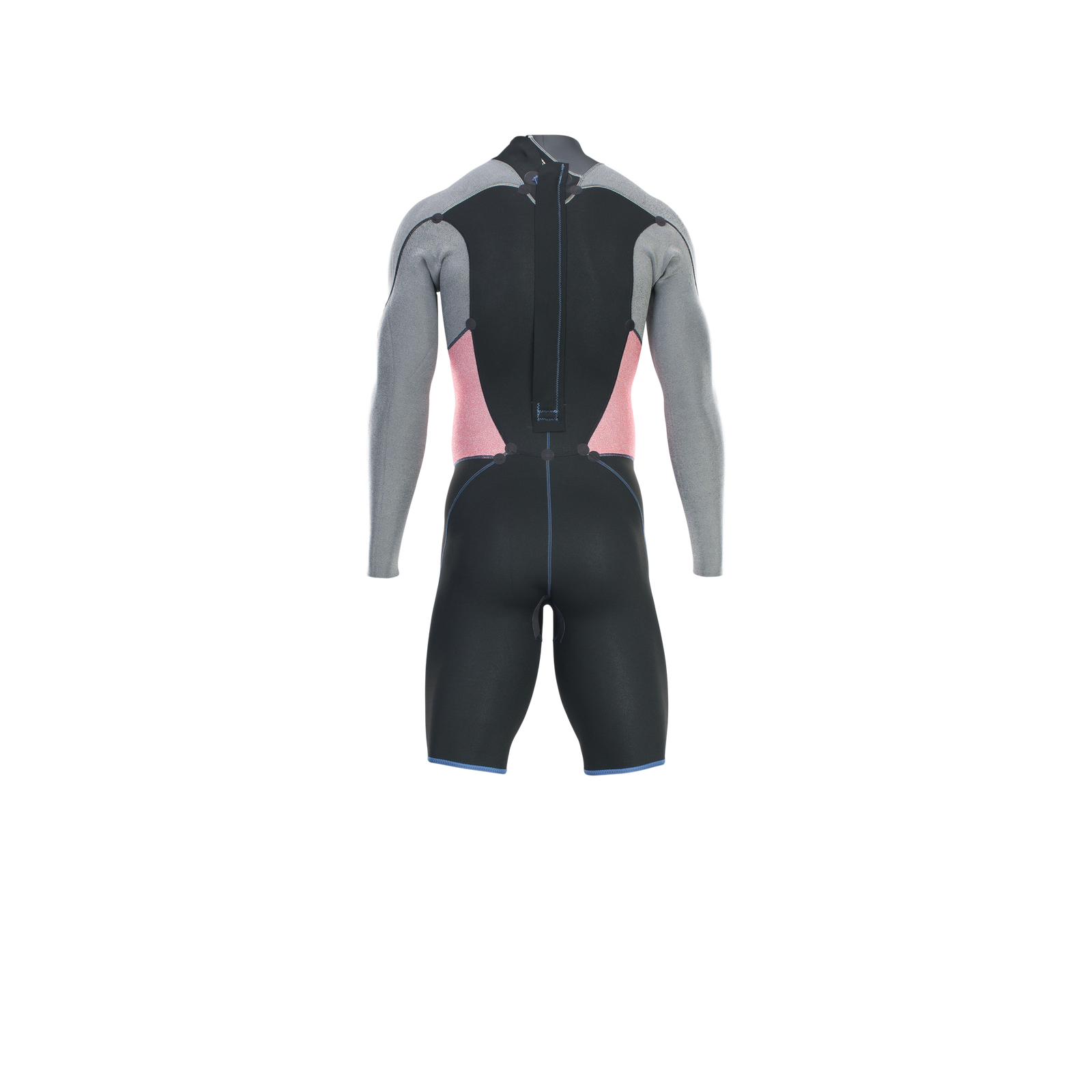 ION Element 2/2mm long sleeve shorty back-zip wetsuit in black, grey and pink