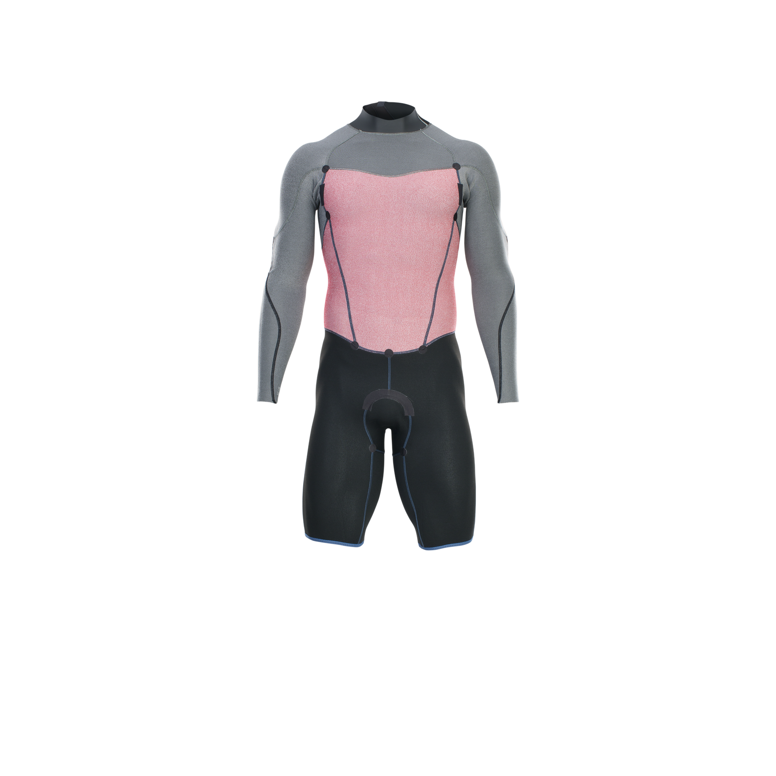 ION Element 2/2mm long-sleeve shorty wetsuit back zip in charcoal, grey and dusty pink