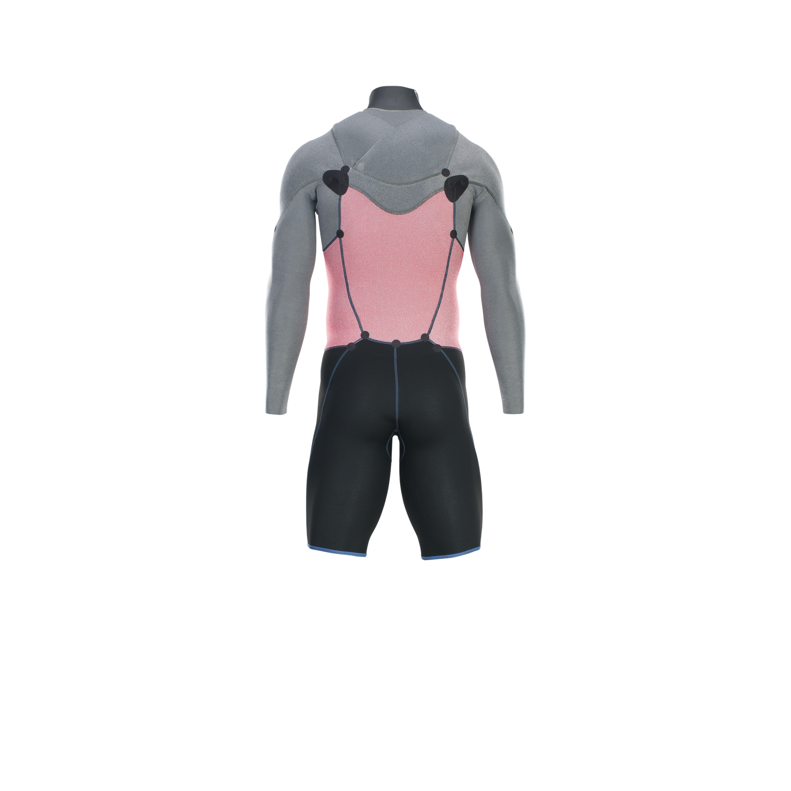 ION Element 2/2mm front-zip long sleeve shorty wetsuit in grey, pink and black