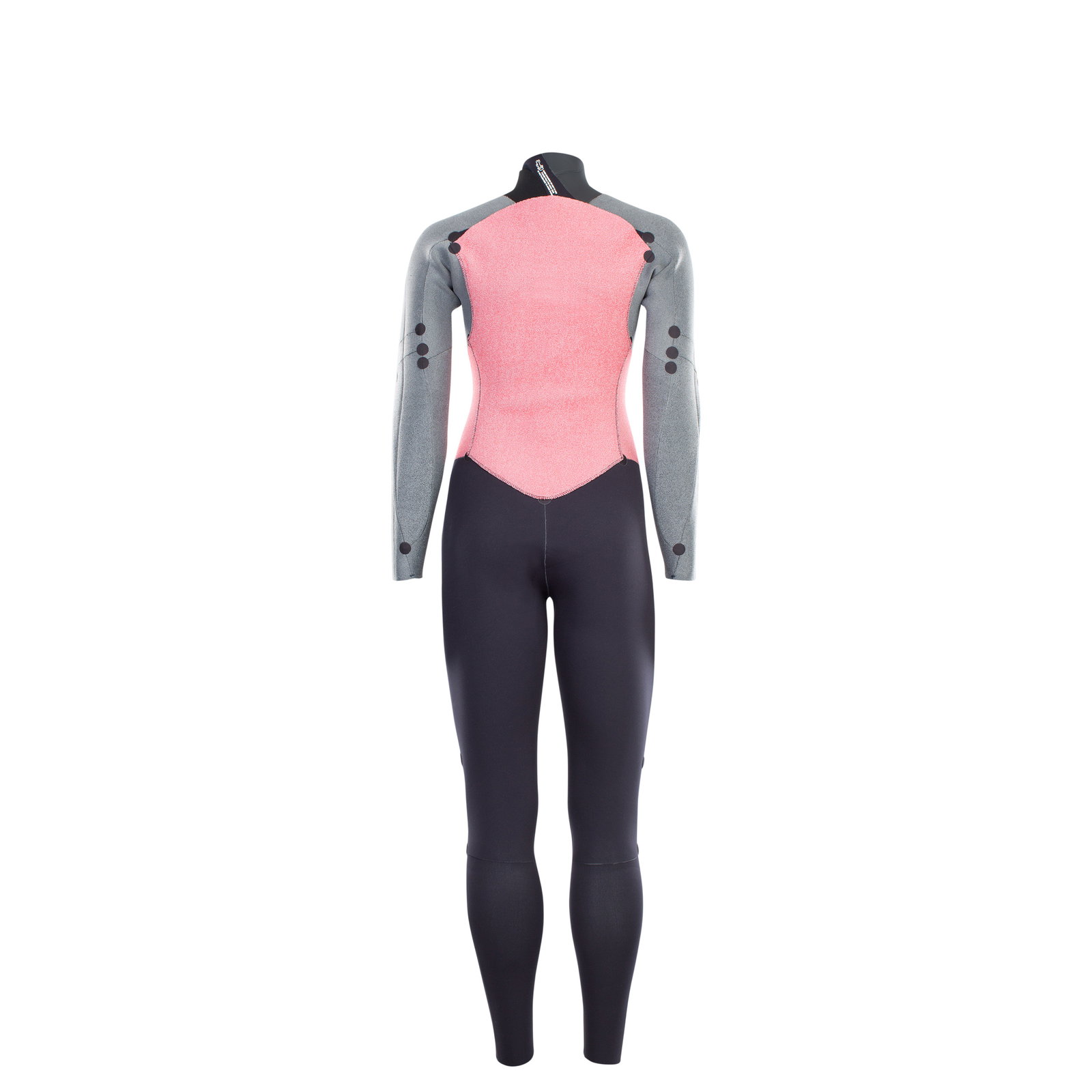 ION Element 5/4 mm Backzip Neoprenanzug Damen in dunkelgrau, grau und rosa – Rückansicht