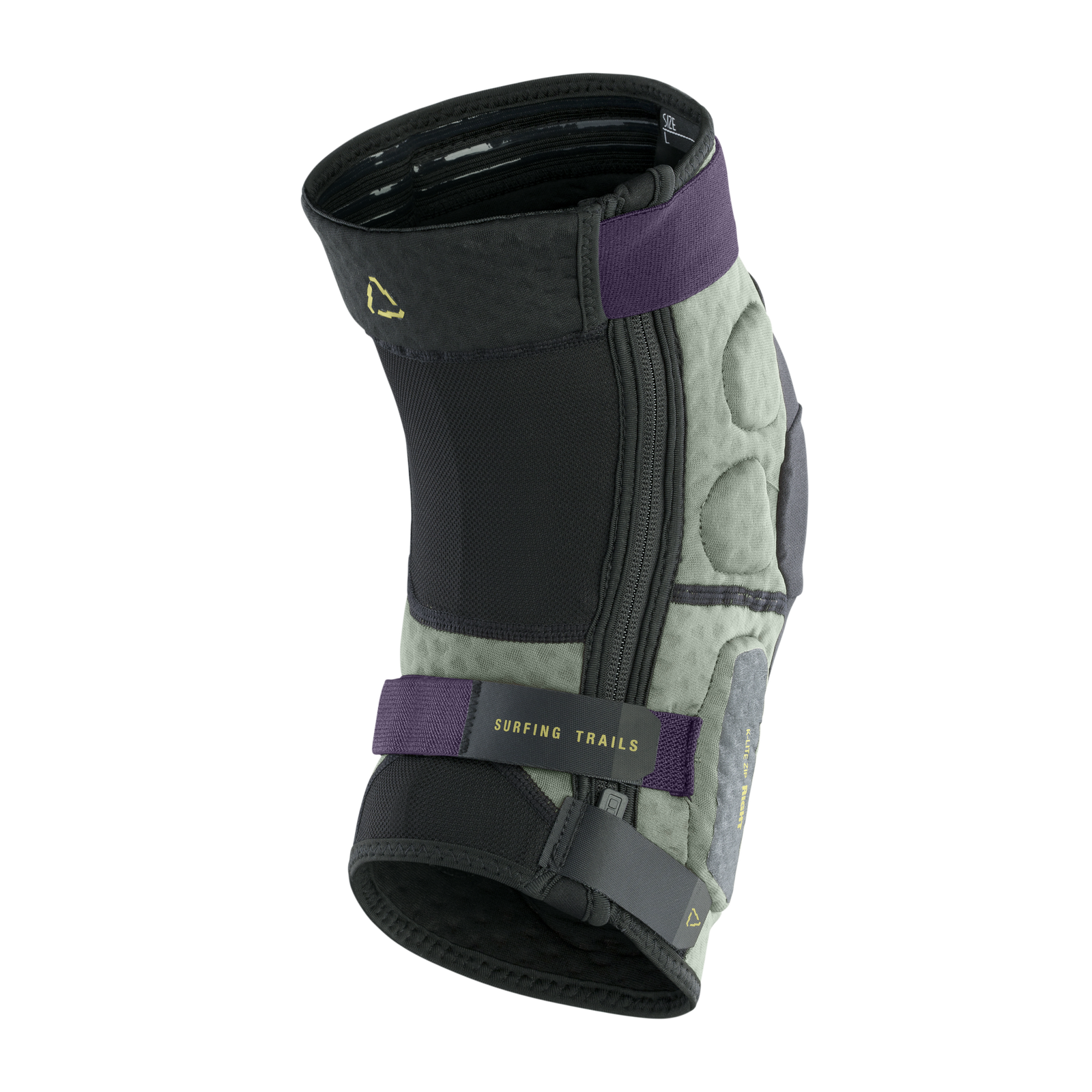 Genouillères unisex ION K-Lite Zip en noir et vert sauge avec fermeture éclair latérale