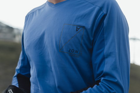 Maglia ciclismo manica lunga ION Traze Amp AFT uomo in blu acciaio per mountain bike