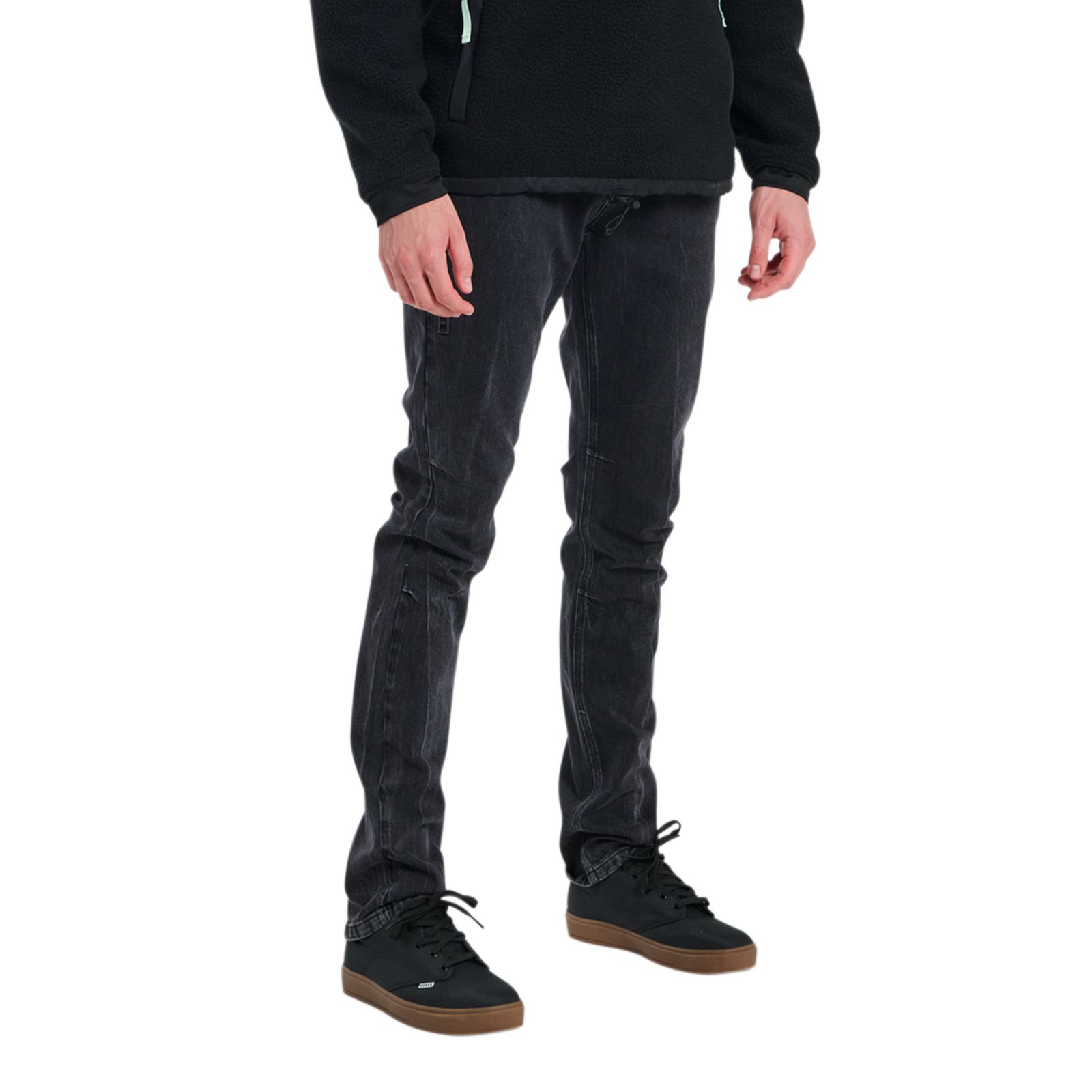 ION Bike Seek Hose unisex in gewaschen schwarz – Stretch-Denim-Radhose für Urban Cycling und Mountainbike