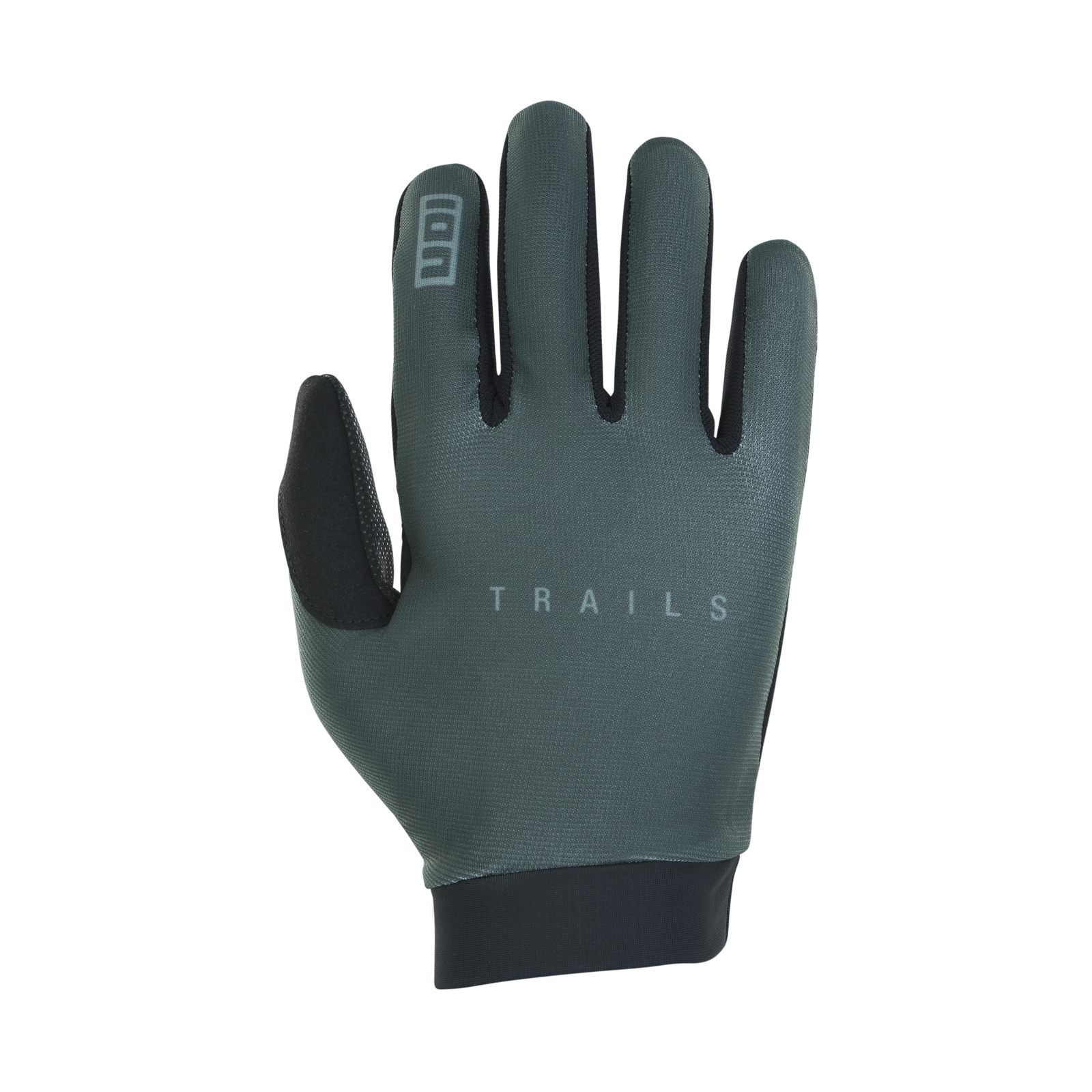 Guanti da ciclismo ION Logo unisex in grigio ardesia con polsino elastico, vista dorsale