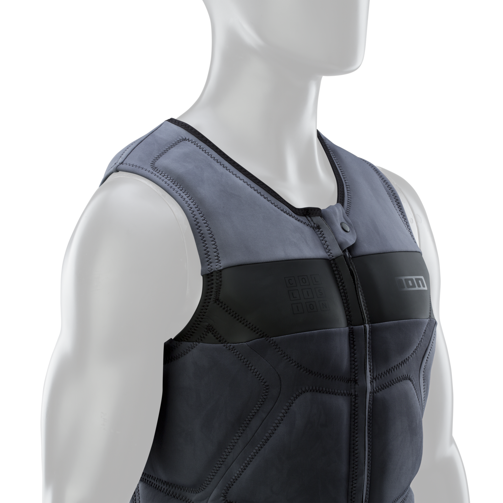ION Collision Select impact vest front zip men in charcoal black and slate grey