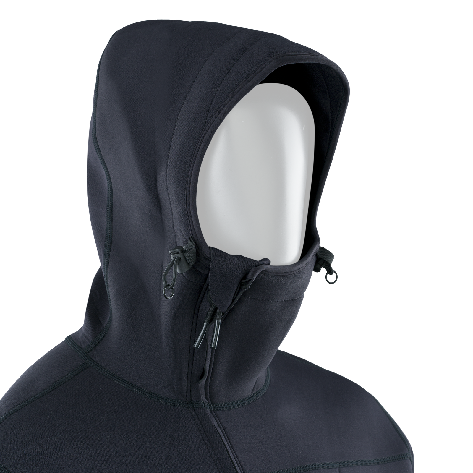 ION Water Neo Shelter Jacket Core veste néoprène homme en noir charbon avec capuche ergonomique réglable