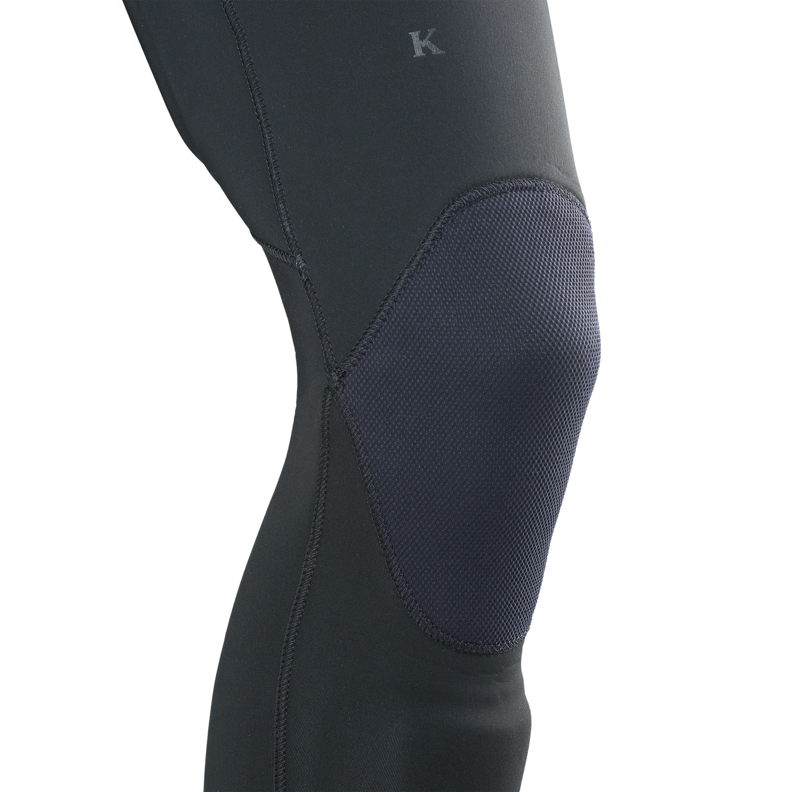 ION Protection Suit combinaison néoprène 3/2mm zip frontal manches courtes en noir – détail genouillère