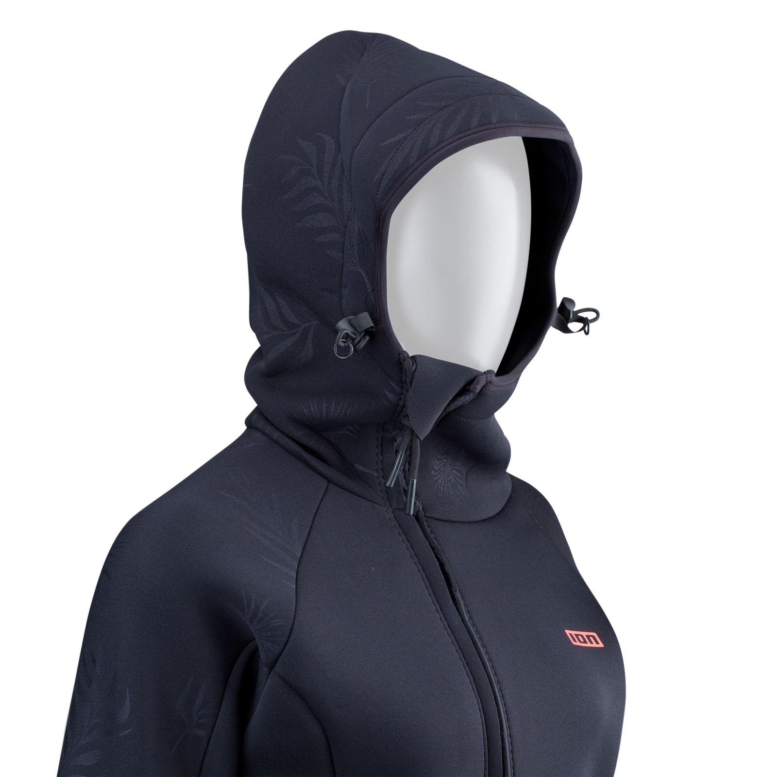 ION Neo Shelter Jacket Amp casaco de neoprene feminino em azul-marinho escuro com capuz ajustável