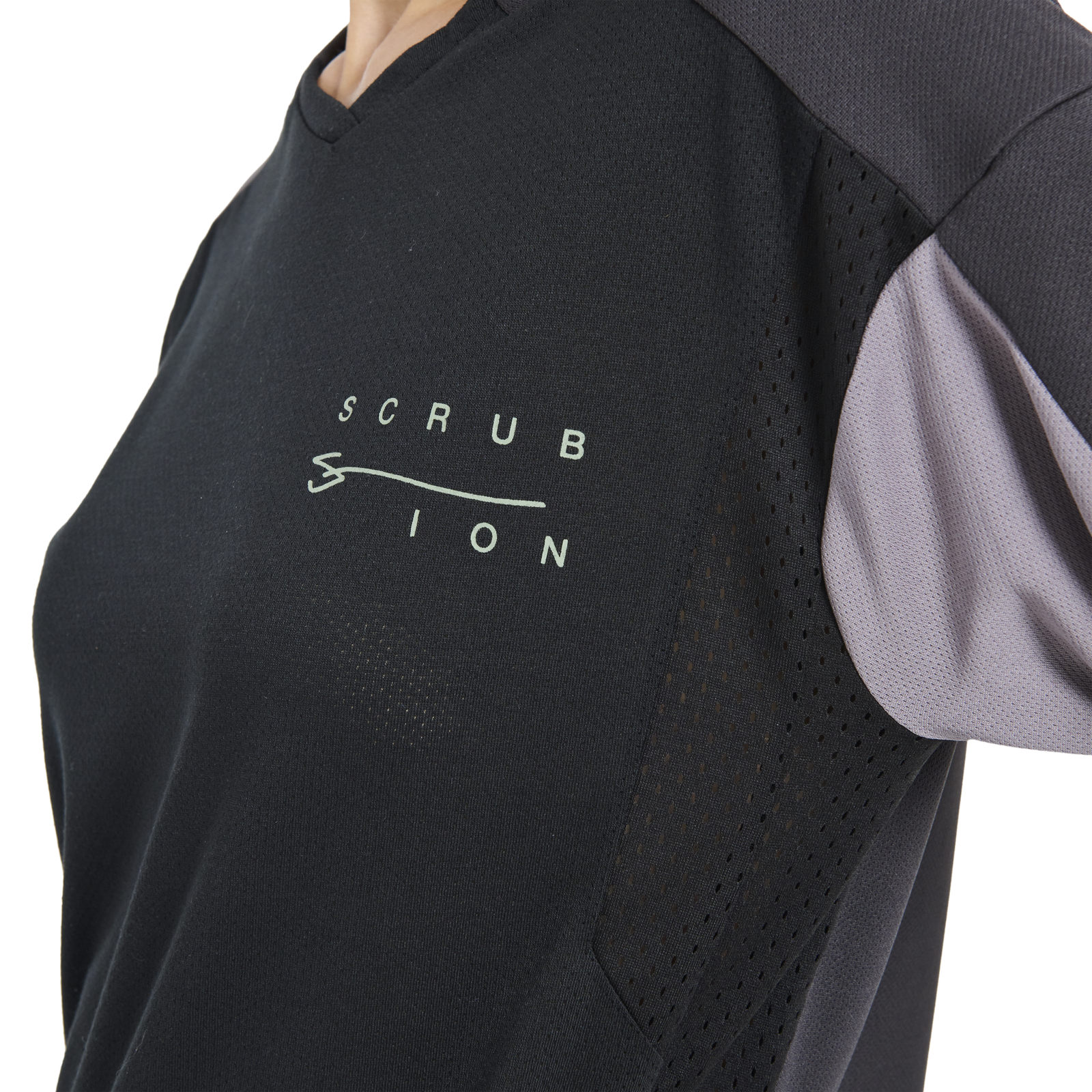 ION Scrub Amp Langarm-Biketrikot für Damen in schwarz und grau für Mountainbike Freeride