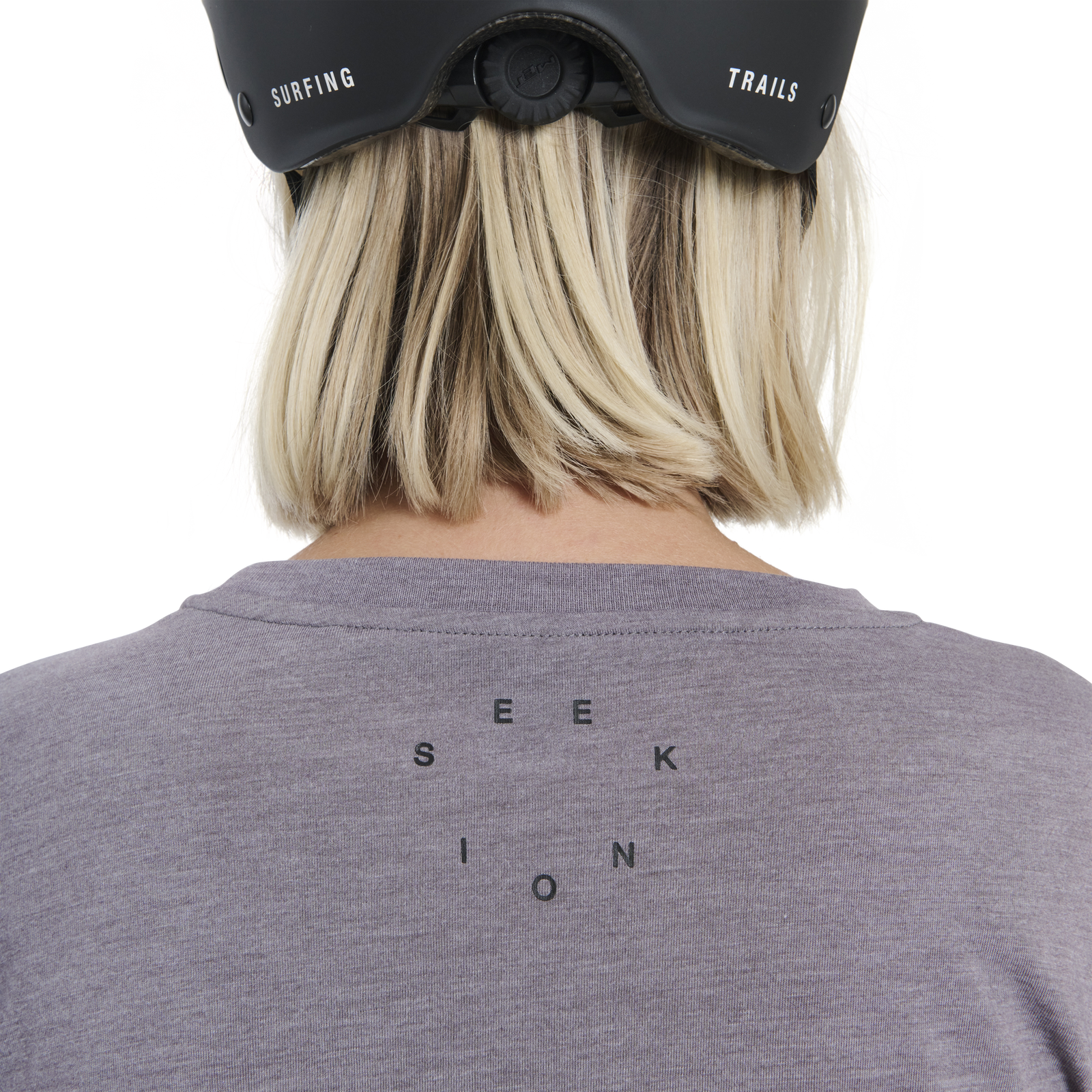 ION Seek Amp Langarm-Radtrikot für Damen in heather grey für Mountainbiking, Rückenansicht