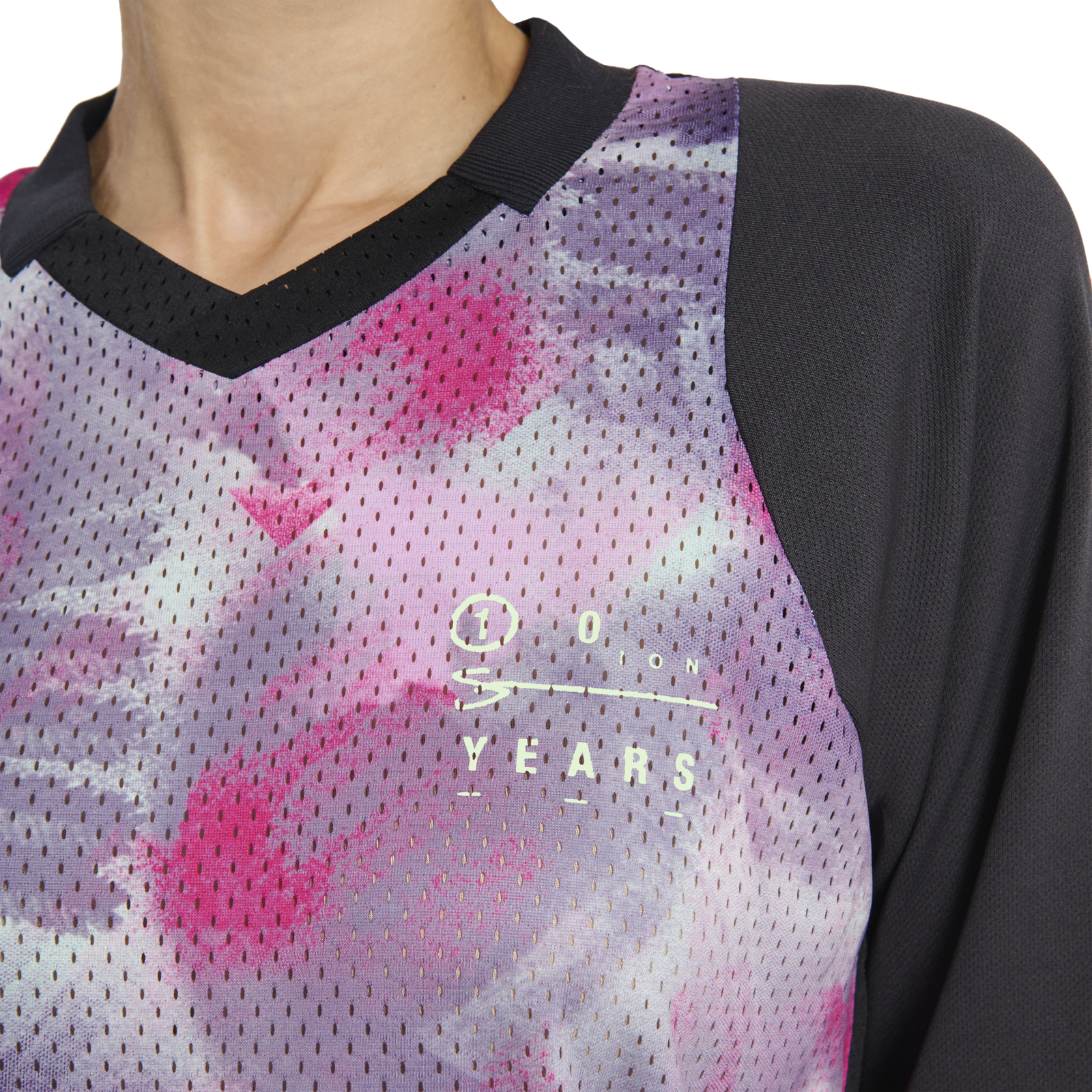 ION Bike Scrub 10 Years Langarm-Radtrikot Damen in schwarz, pink und lavendel für Mountainbiking
