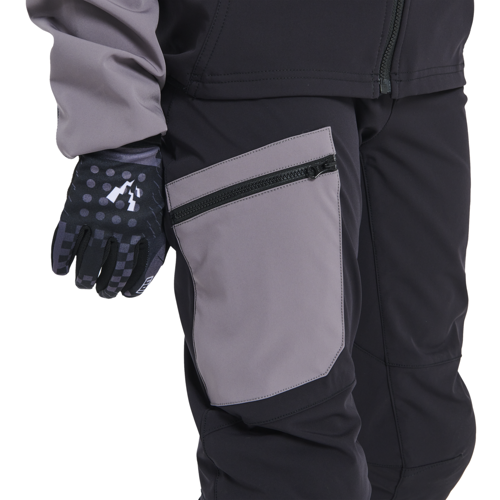 ION Bike Shelter softshell pants youth in black and grey for mountain biking