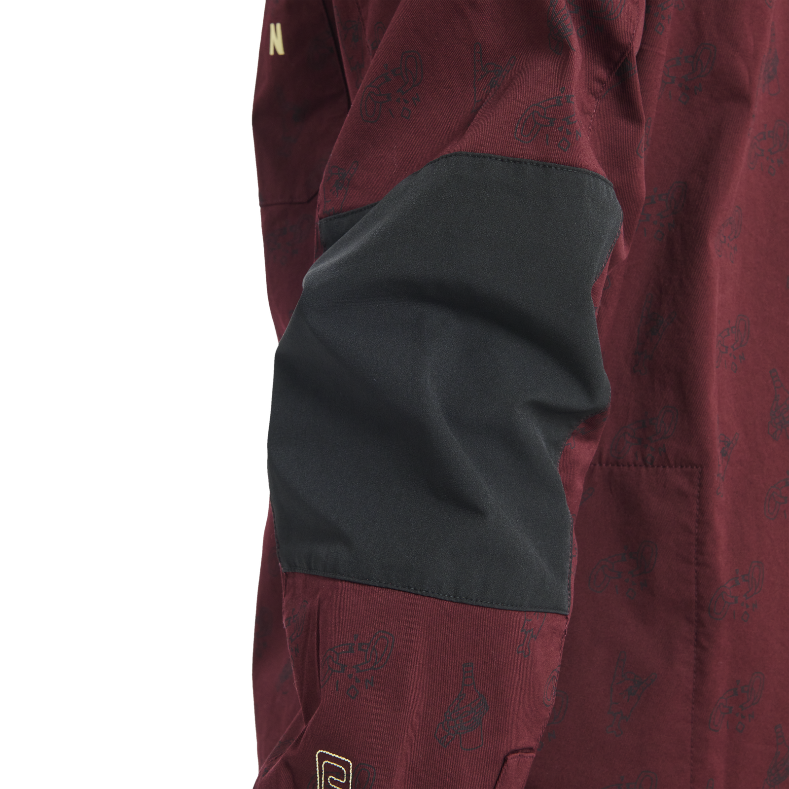 ION Bike Seek Amp LS 2.0 Langarm-Mountainbike-Jersey für Herren in dunkelbordeaux mit verstärktem Ellbogenpad