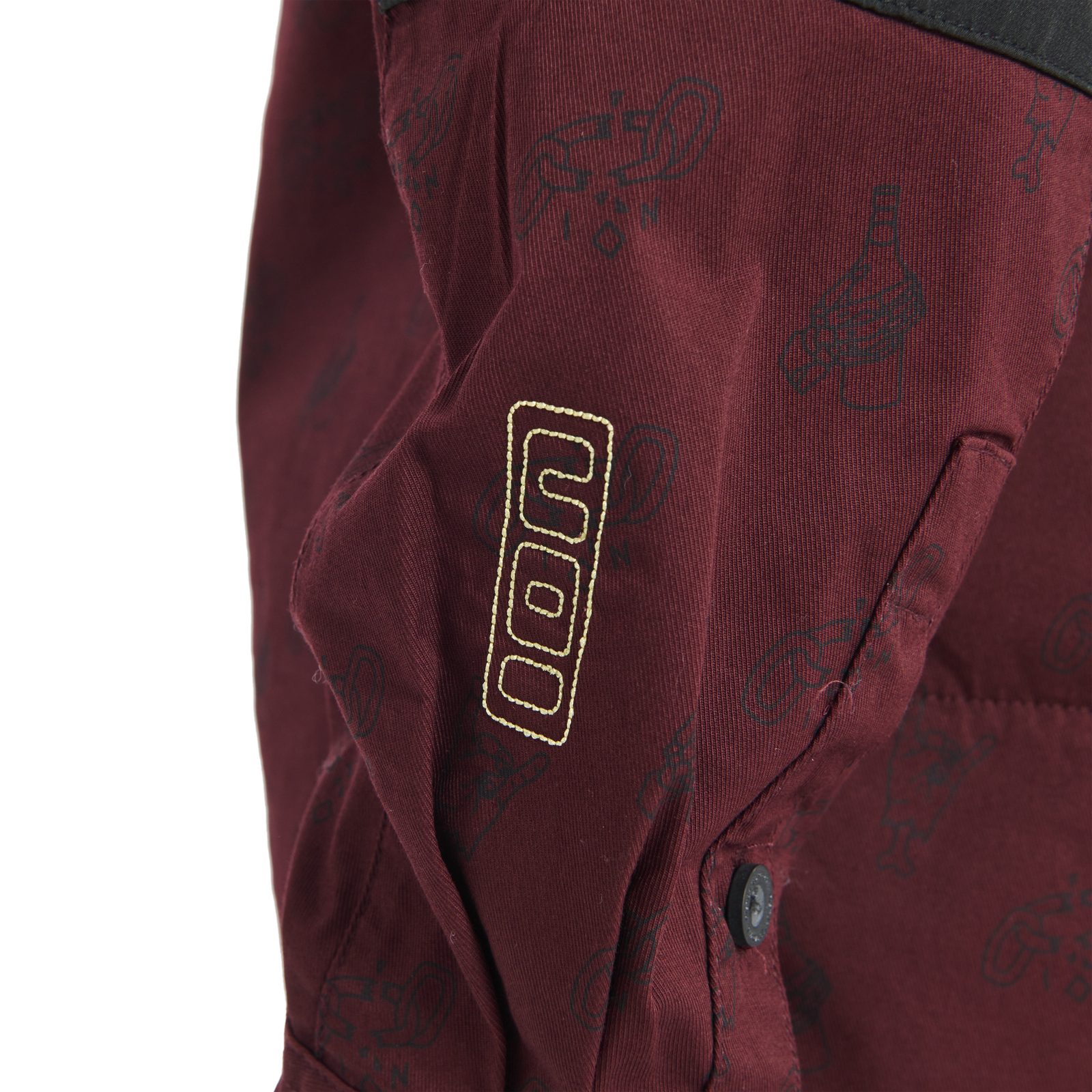 ION Bike Seek Amp Langarm-MTB-Trikot Herren in dunkelbordeaux für Mountainbiking, Detailansicht Logo
