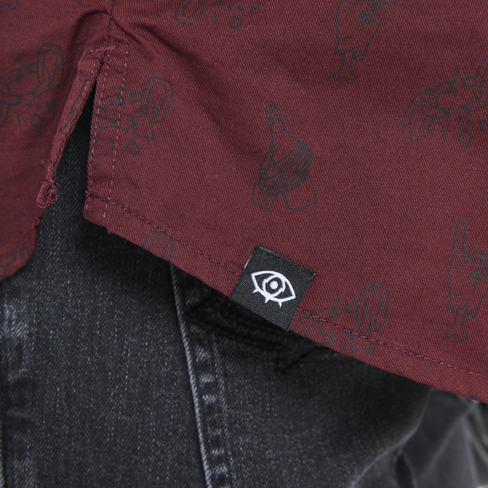 ION Bike Seek Amp LS 2.0 Langarm-Radtrikot Herren in weinrot Detail-Ansicht Saumbereich
