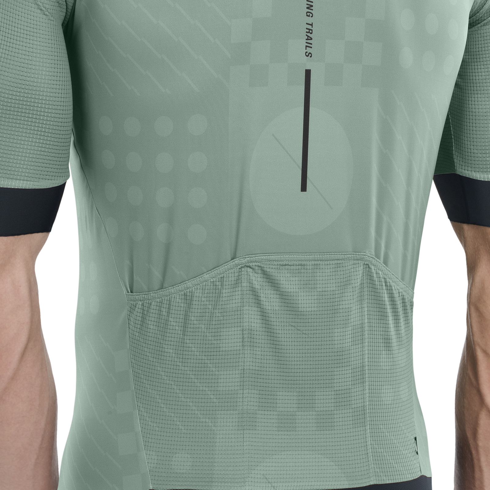 Maillot vélo manches courtes ION VNTR Amp homme en vert sauge avec manches mesh pour gravel et trail