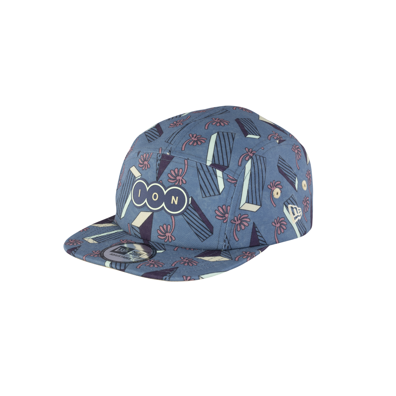 ION Refresh Light 5-panel cap in slate blue with all-over print, New Era collaboration