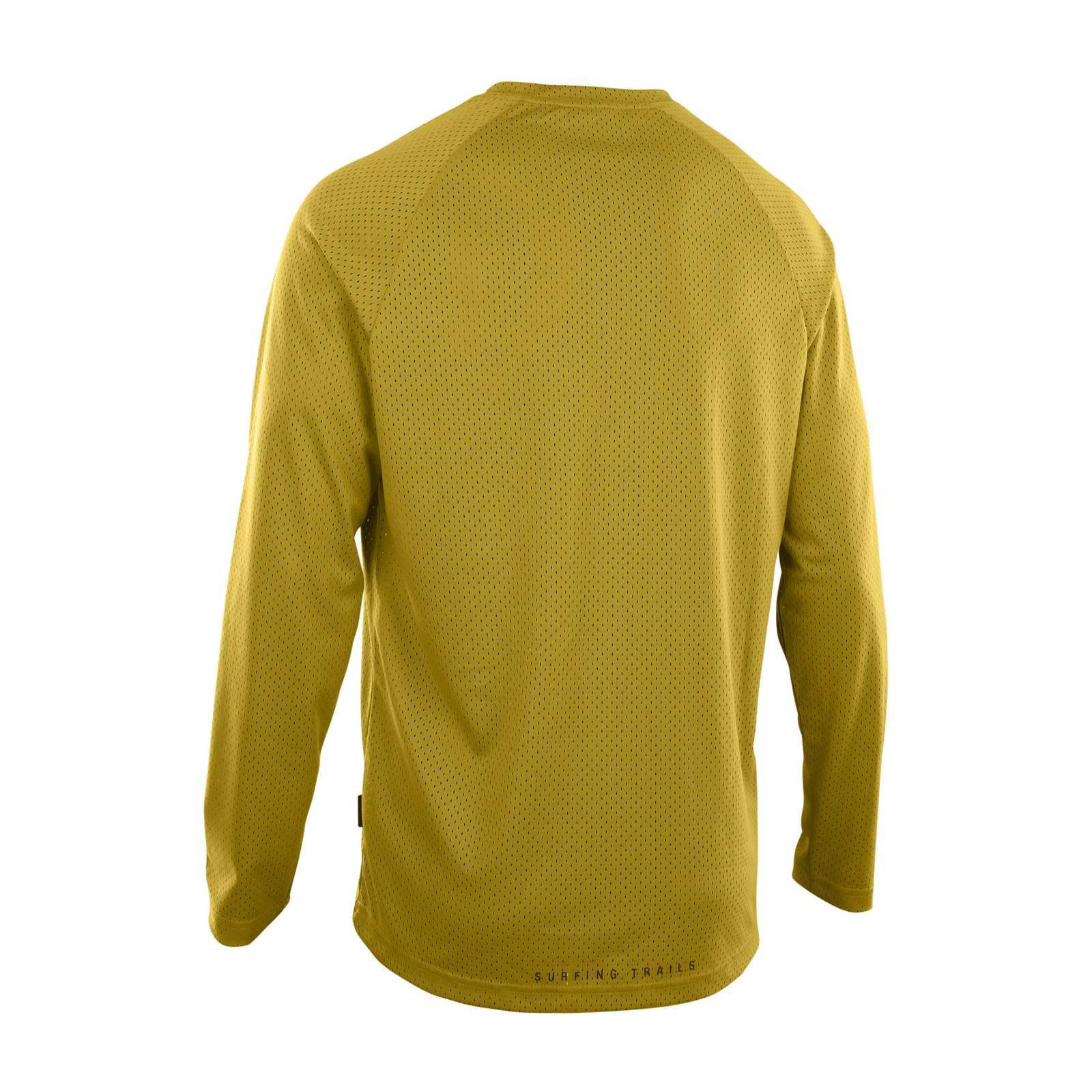 ION Bike Logo LS long-sleeve cycling jersey for mountain biking in olive yellow – back view