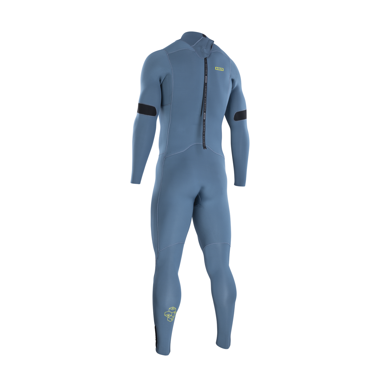 ION Seek Core 4/3mm back-zip fullsuit in slate blue, back view