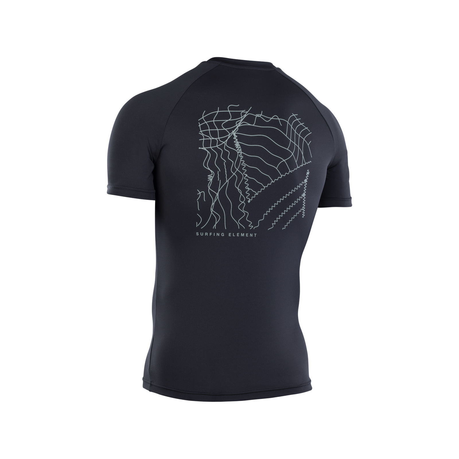 ION Rashguard SS men short sleeve rash guard in black with graphic back print, back view