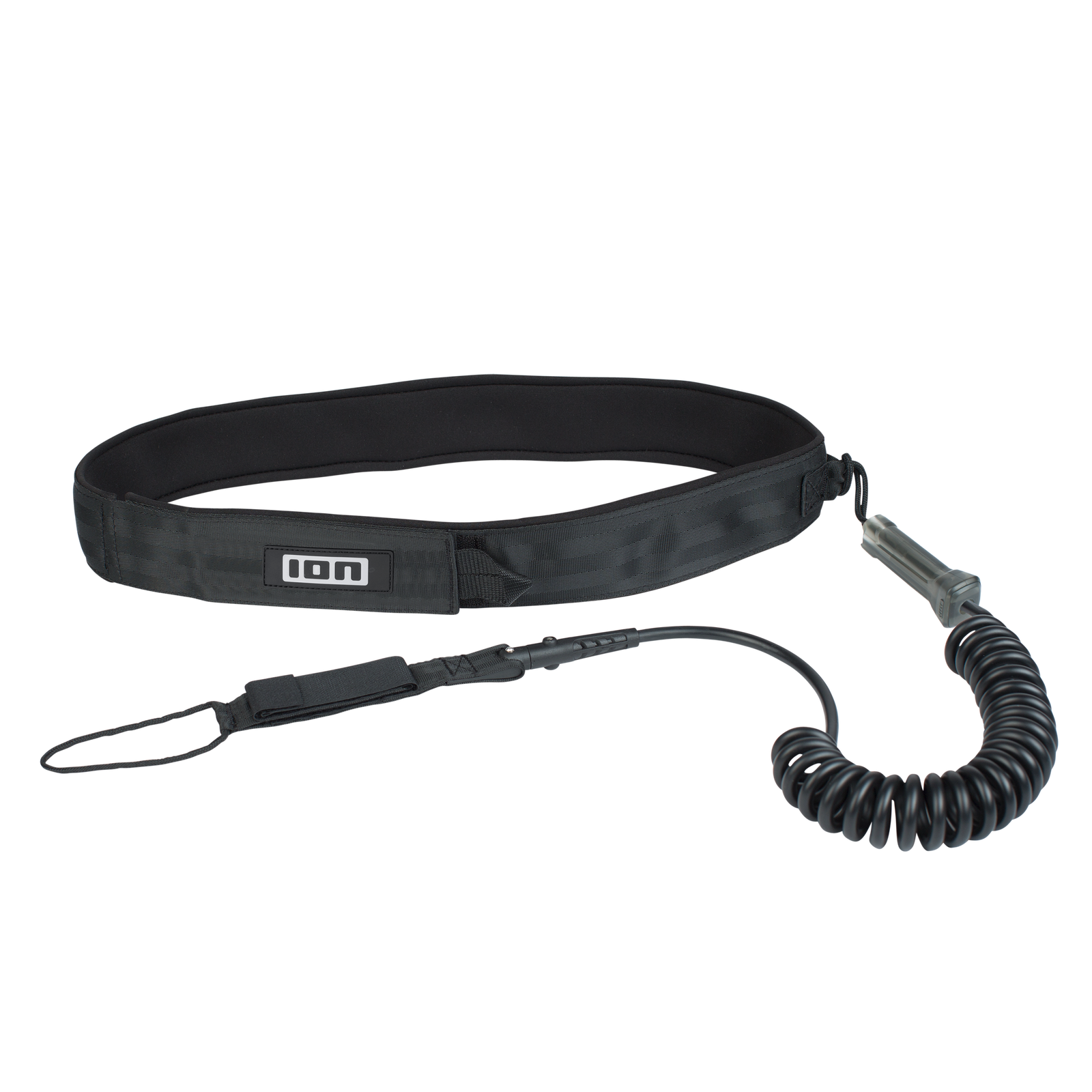 Leash de anca enrolado ION Core com libertação rápida em preto para wing foiling e SUP