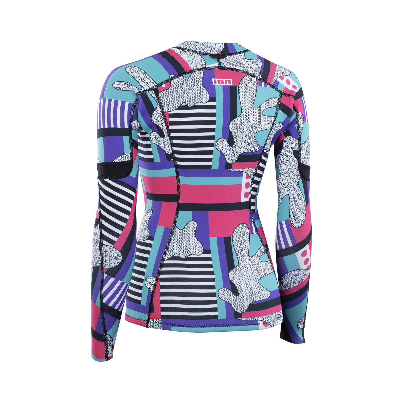 ION Neo Zip Top 1.5 women neoprene top in teal, pink and purple – back view