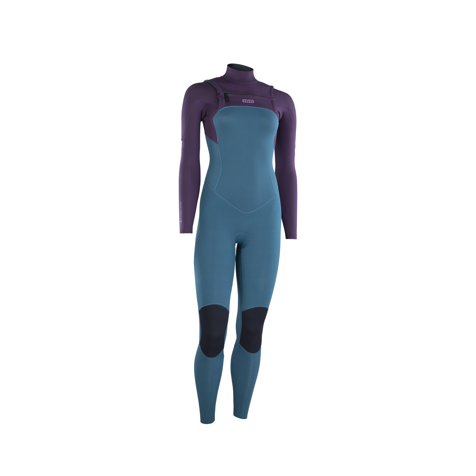 ION Element 3/2mm front-zip fullsuit women in steel blue and purple