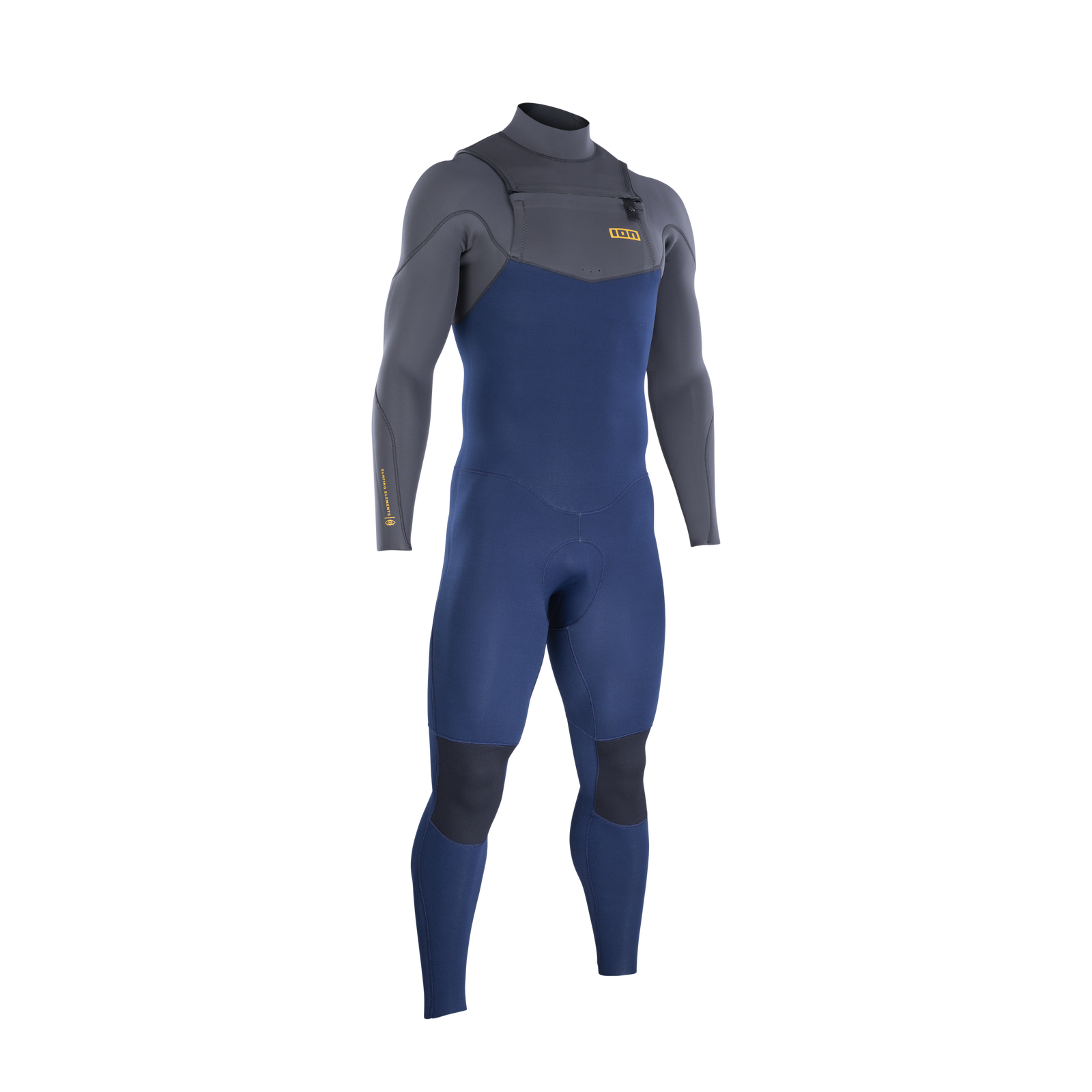 Combinaison néoprène ION Element 3/2mm zip frontal fullsuit en bleu marine et gris
