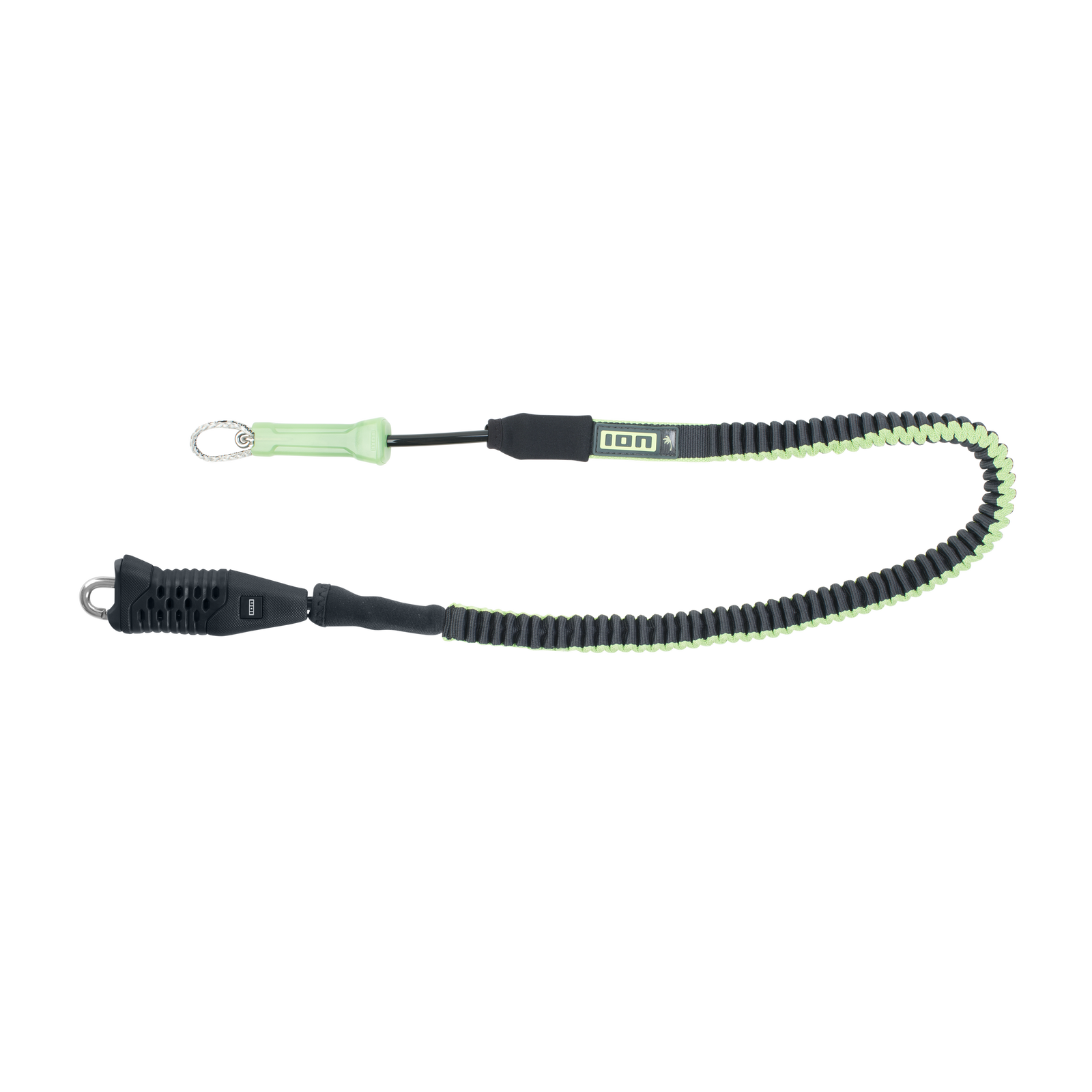 ION Kite Safety Leash Amp Long 100cm in charcoal and lime green with quick-release mechanism