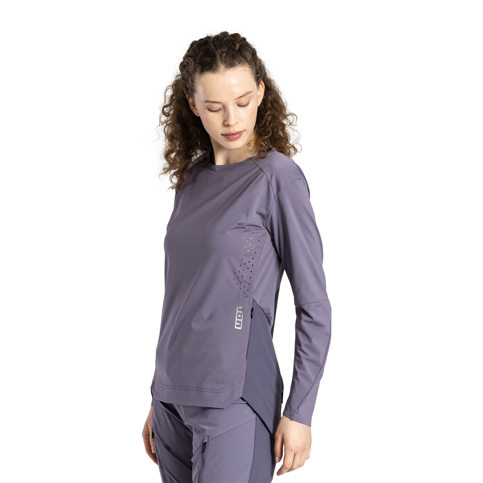 ION Scrub Amp maillot vélo manches longues femme en violet ardoise pour le freeride VTT
