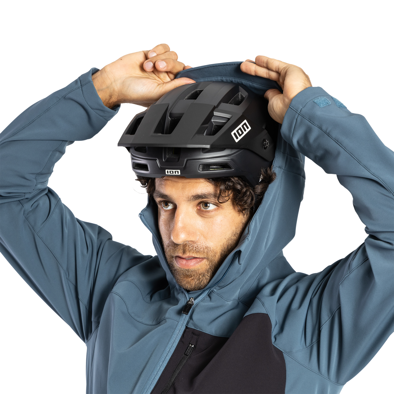 ION Bike Shelter 2L Softshell cycling jacket in slate blue and black for mountain biking