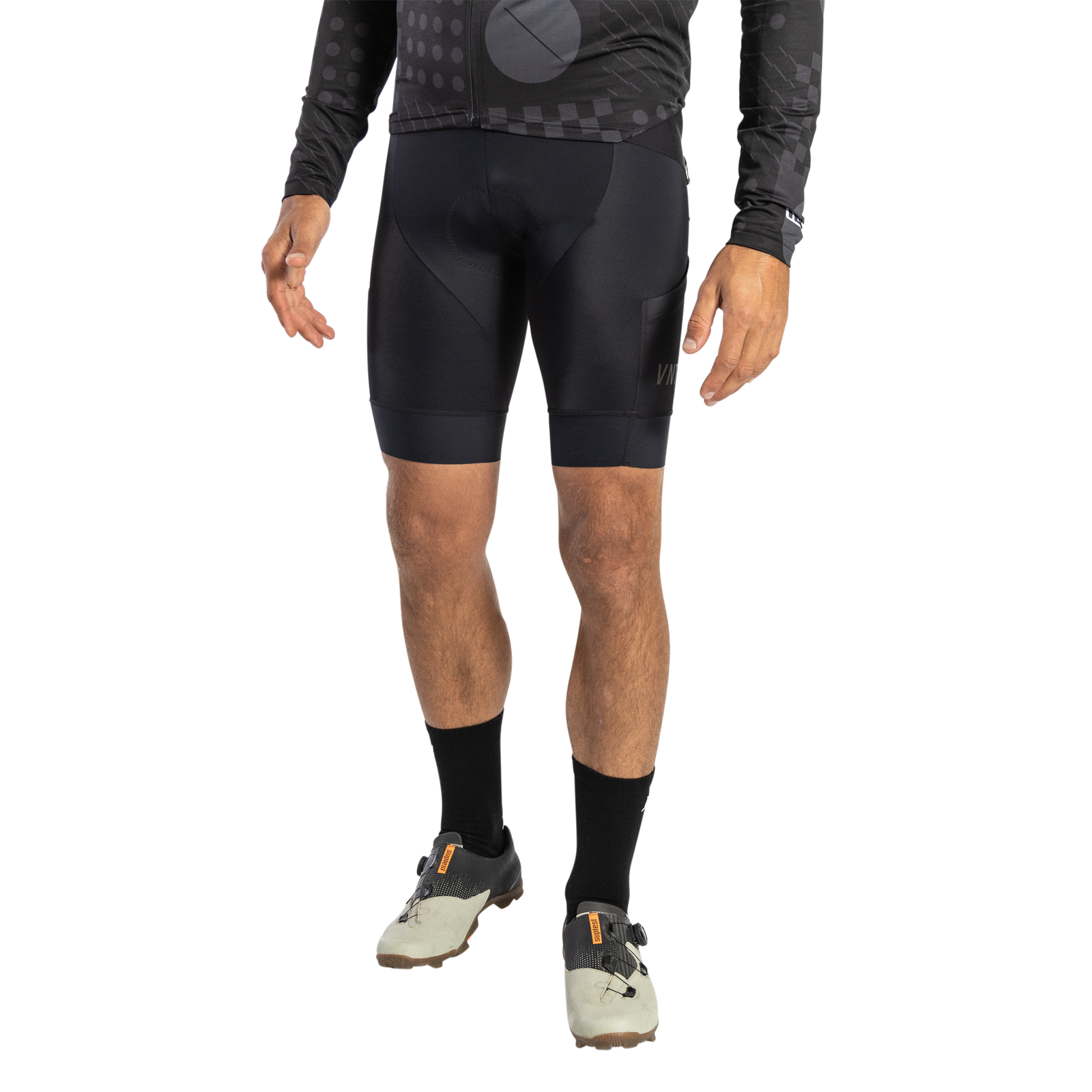 ION Bike VNTR Amp bib shorts in black for gravel and mountain biking