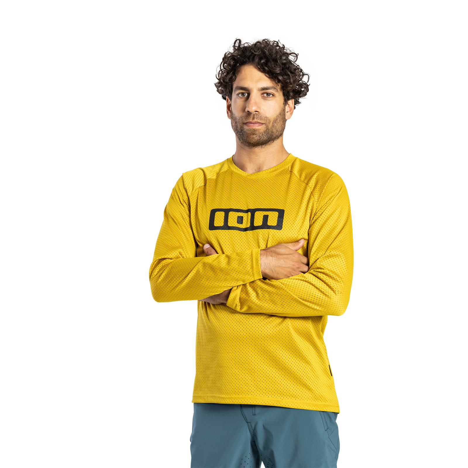 ION Bike Logo LS long-sleeve cycling jersey in dark amber for mountain biking