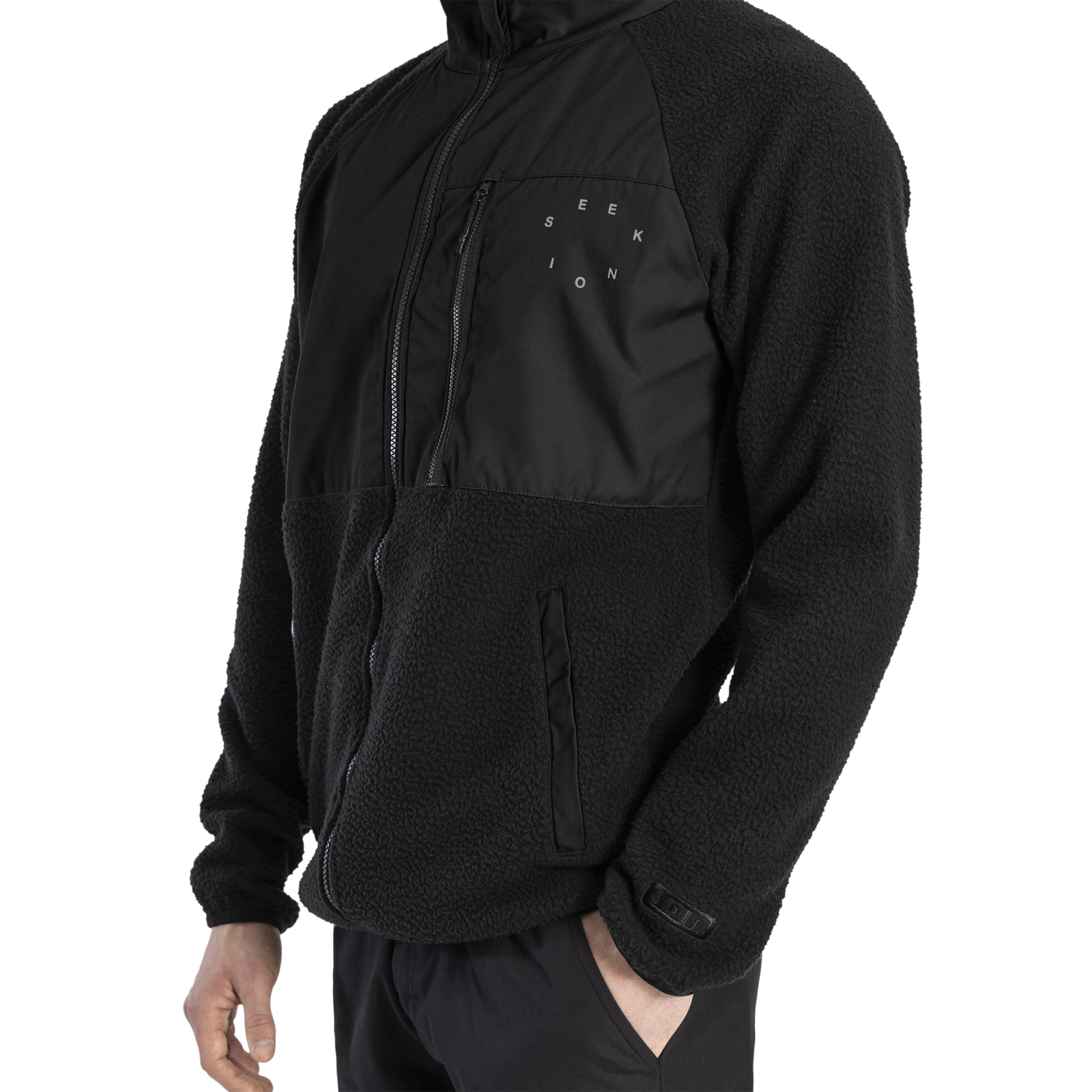 Giacca da ciclismo ION Seek Amp HD Cotton Fleece uomo in nero con pannello frontale WPC