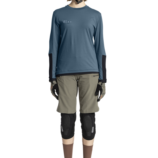 ION Traze Amp Langarm-Radtrikot für Damen in schieferblau für Mountainbike und Enduro