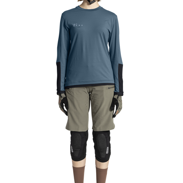 ION Traze Amp Langarm-Radtrikot für Damen in schieferblau für Mountainbike und Enduro