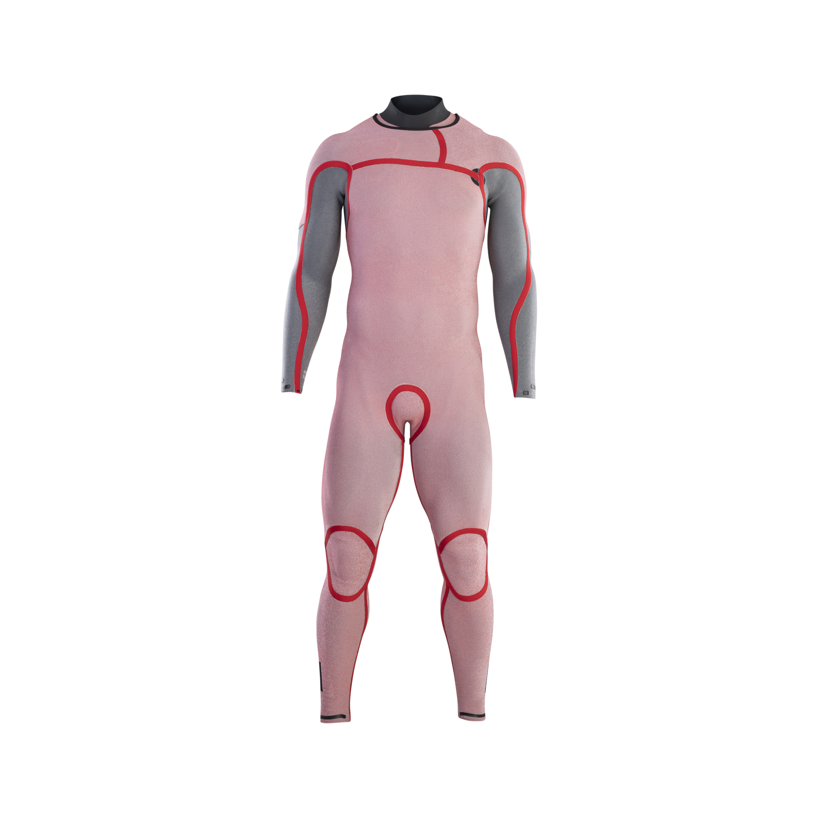 ION Seek Amp 5/4mm front-zip fullsuit men in dusty rose, grey and red