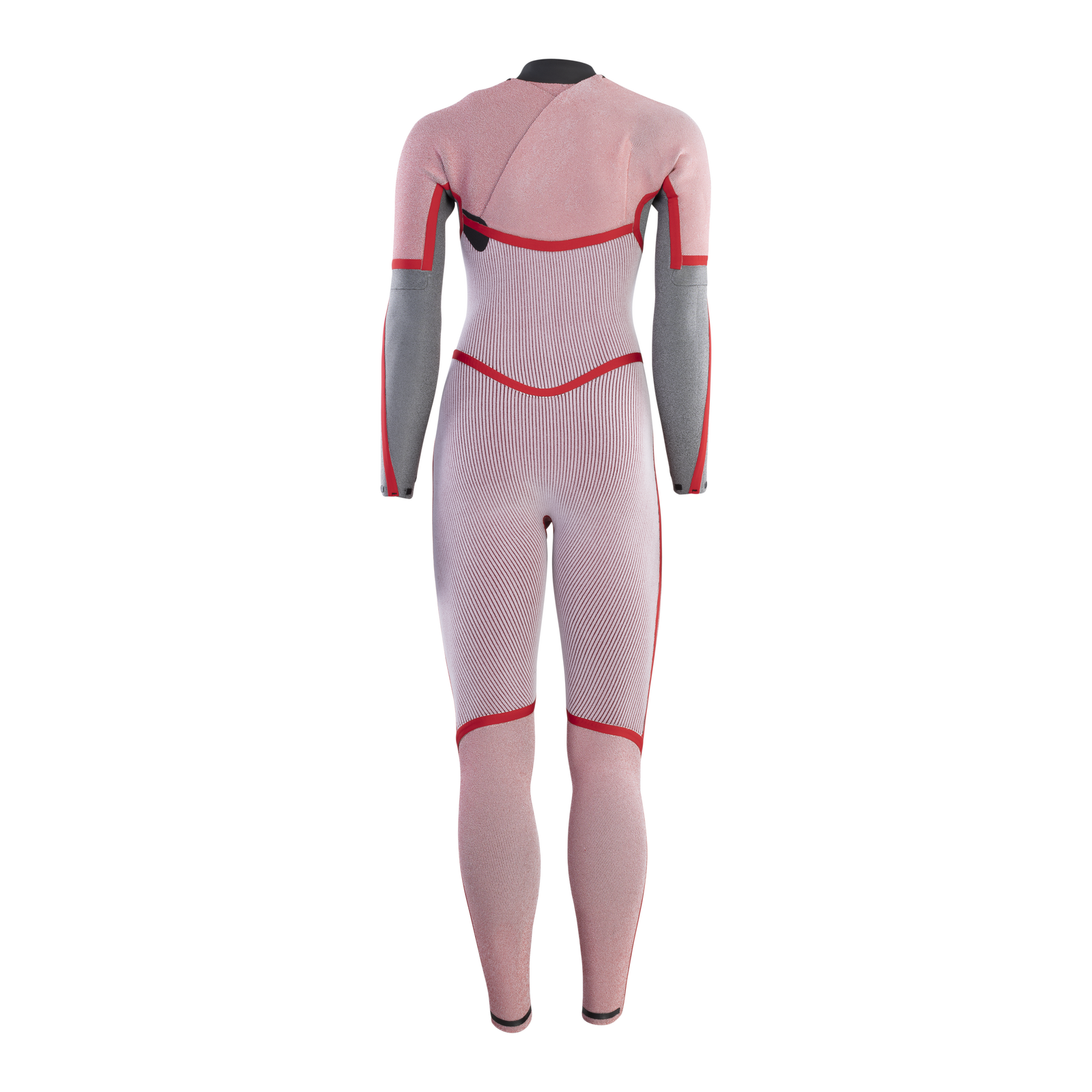 ION Amaze Amp 5/4mm front-zip women's fullsuit in dusty rose, grey and red – back view