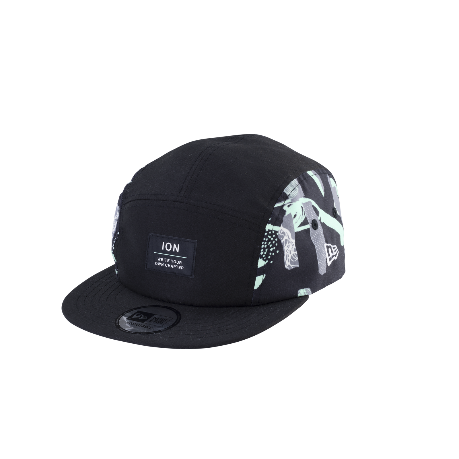 ION Refresh Light 5-Panel-Cap in schwarz mit grafischem Print und New Era Kooperation