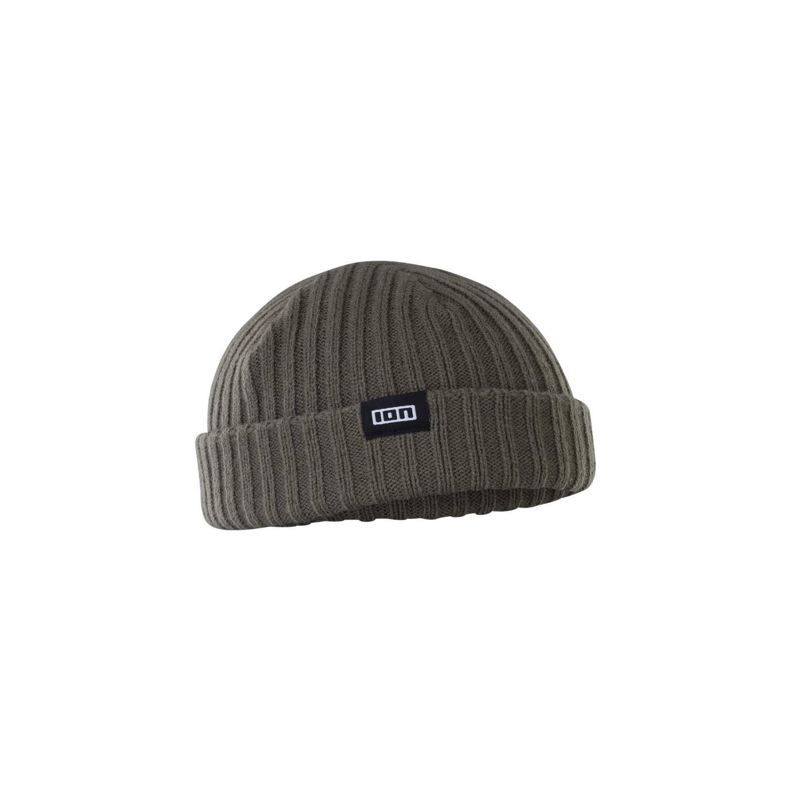 ION Ionic Fisherman beanie one size in olive grey with ribbed folded cuff