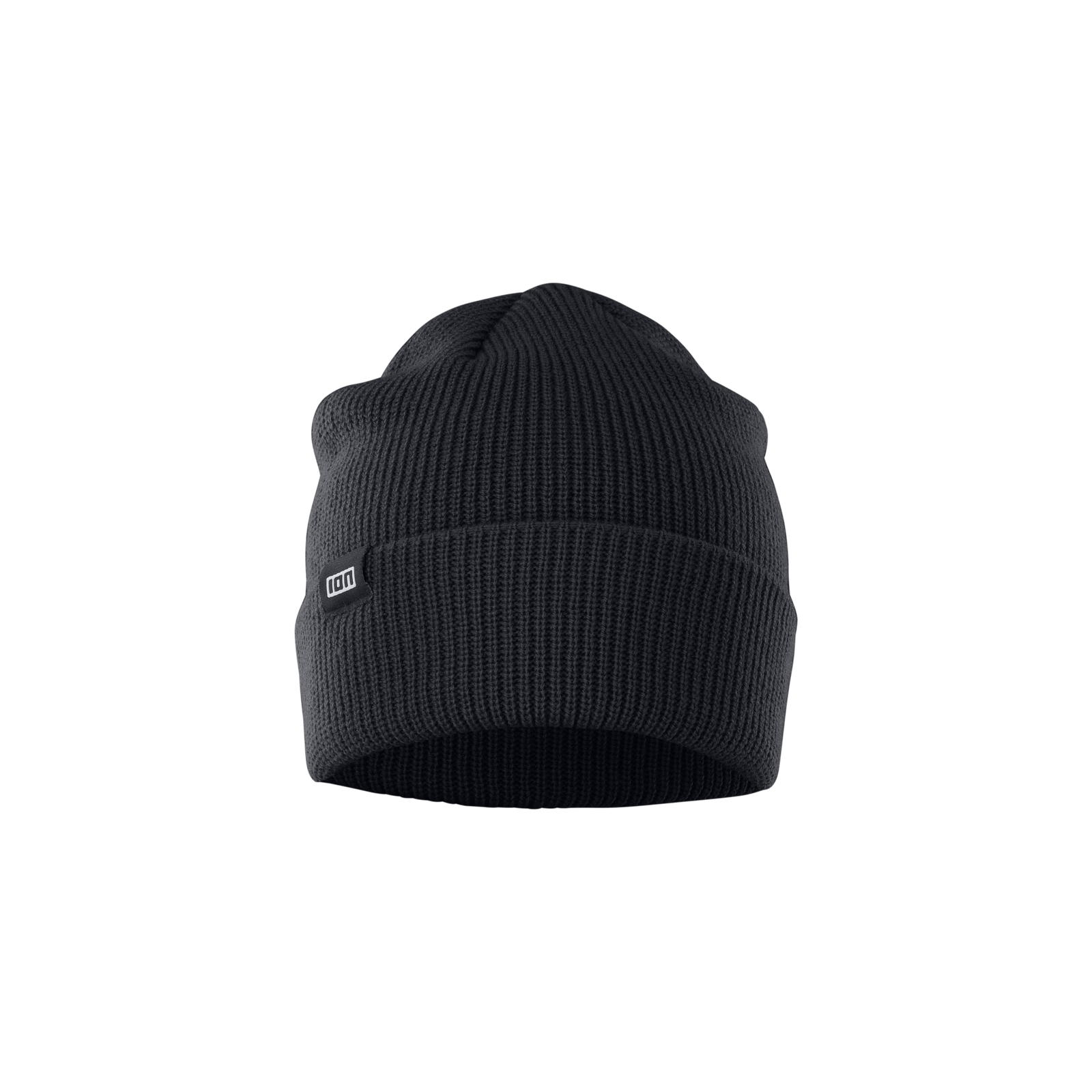 ION Ionic beanie one size in black with roll-up cuff and ION logo patch